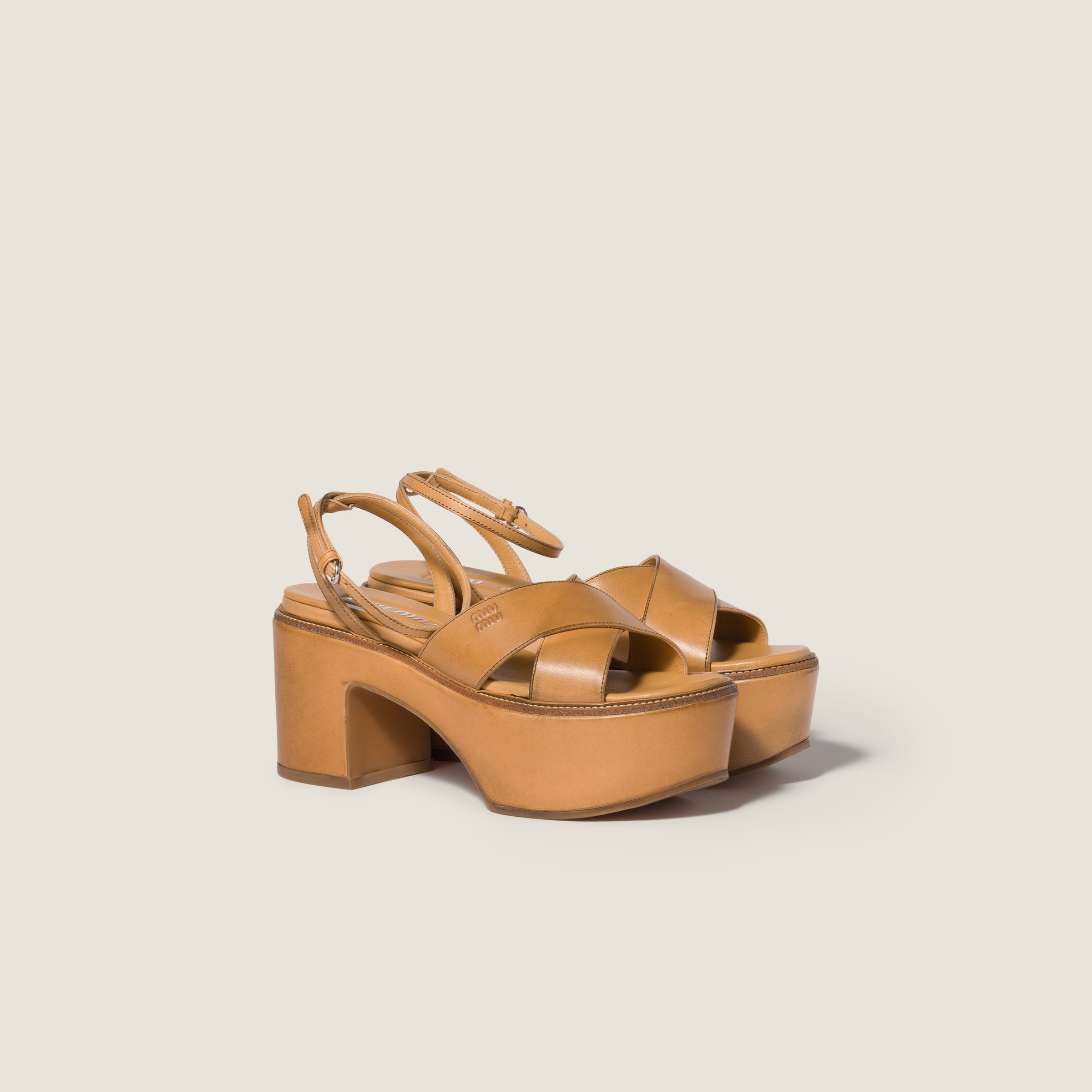 Leather platform sandals from Miu Miu - $1,450