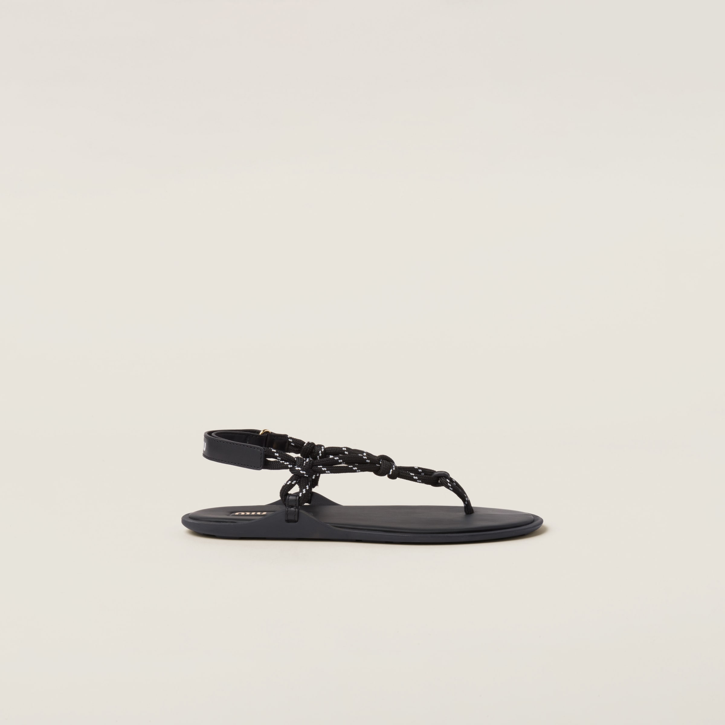 サンダル・ミュール MiuMiu | RUNWAY Riviere cord and leather sandals 5Y184E Red Riviere Cord And Leather Sandals | Miu Miu
