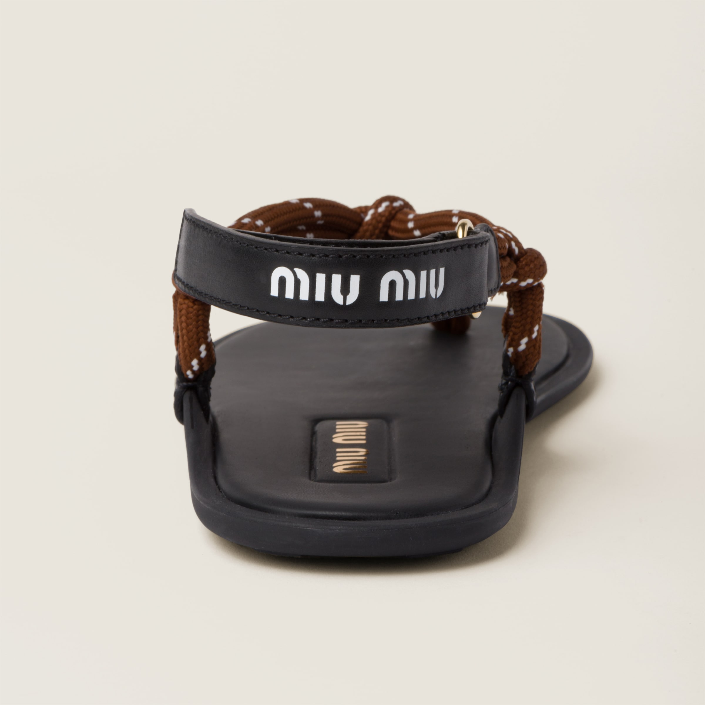 シューズ・サンダルその他 Miu Miu Riviere Flat Sandal In Rope And Leather SS25 Miu Miu Tobacco-coloured Riviere sandal in rope and leather