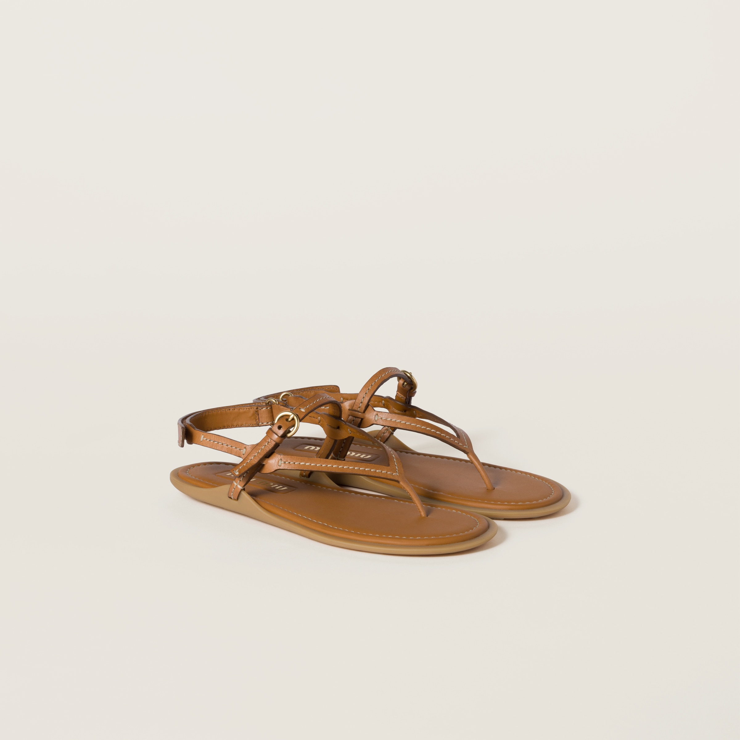 Miu Miu Leather Thong Sandals