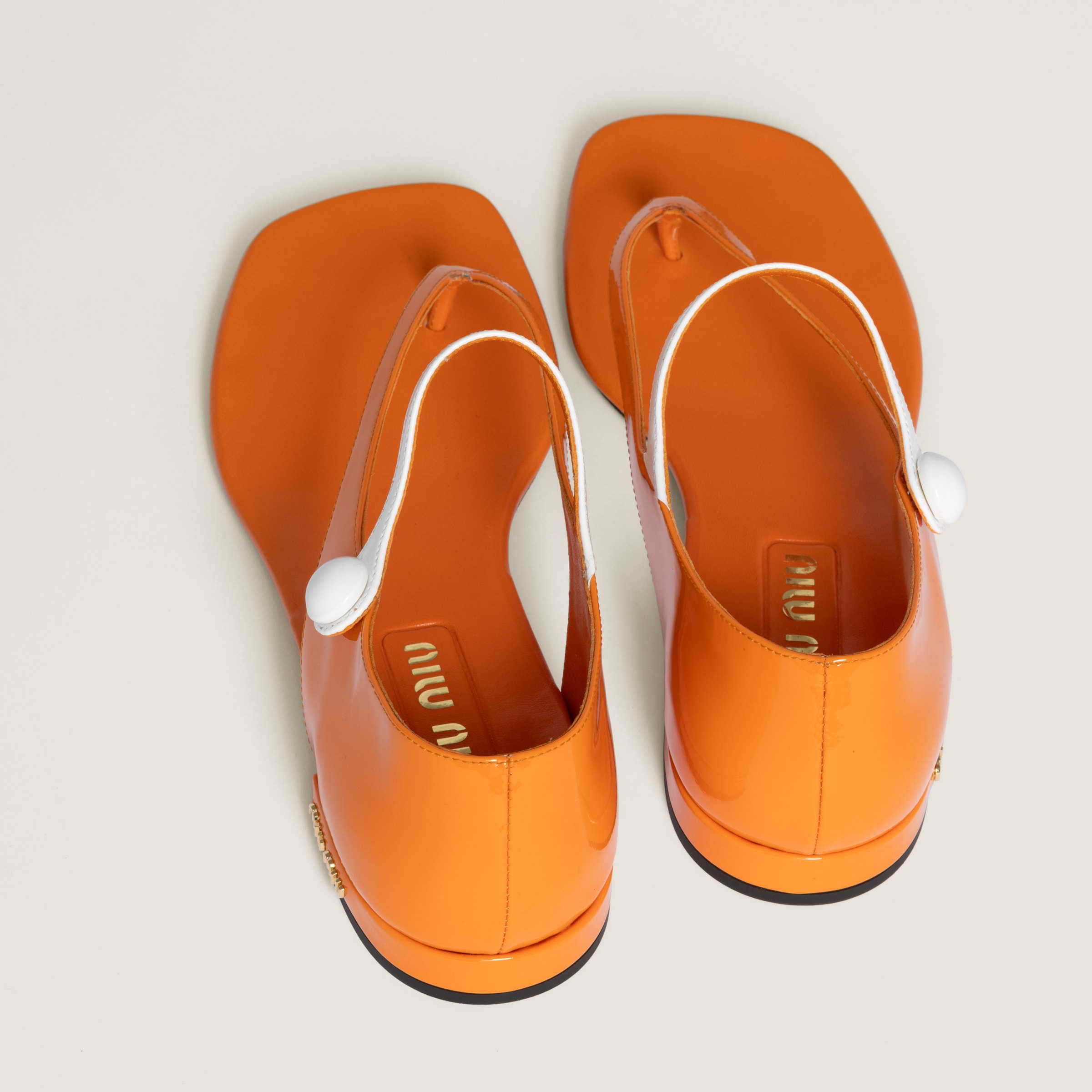Miu Miu Two-tone Patent Leather Mary Jane Thong Sandals