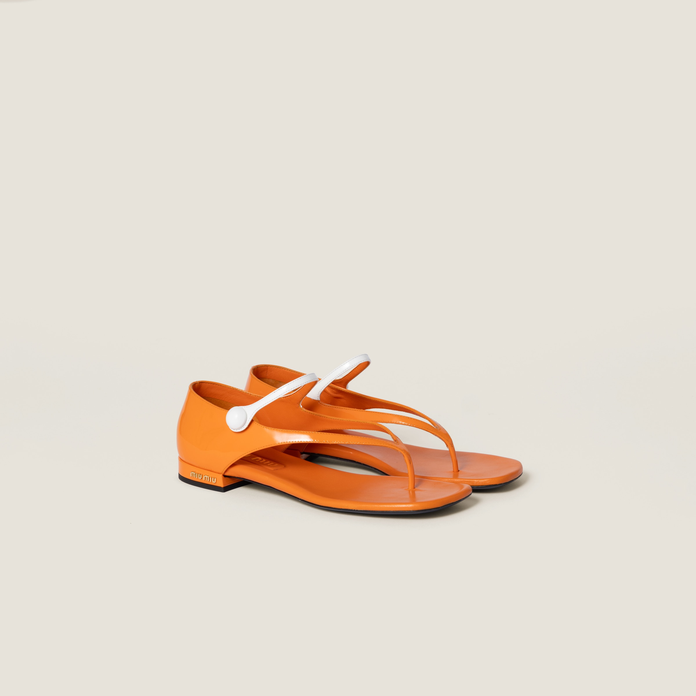 Miu Miu Two-tone Patent Leather Mary Jane Thong Sandals