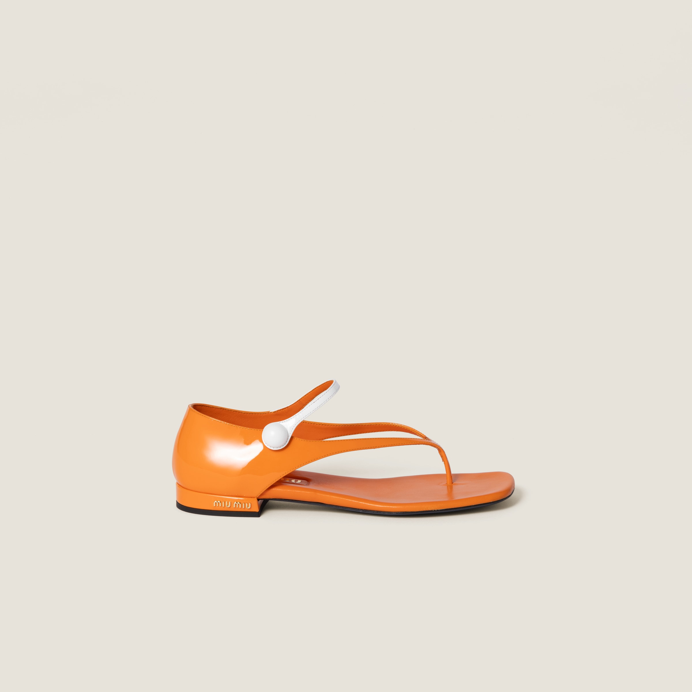 Miu Miu Two-tone Patent Leather Mary Jane Thong Sandals