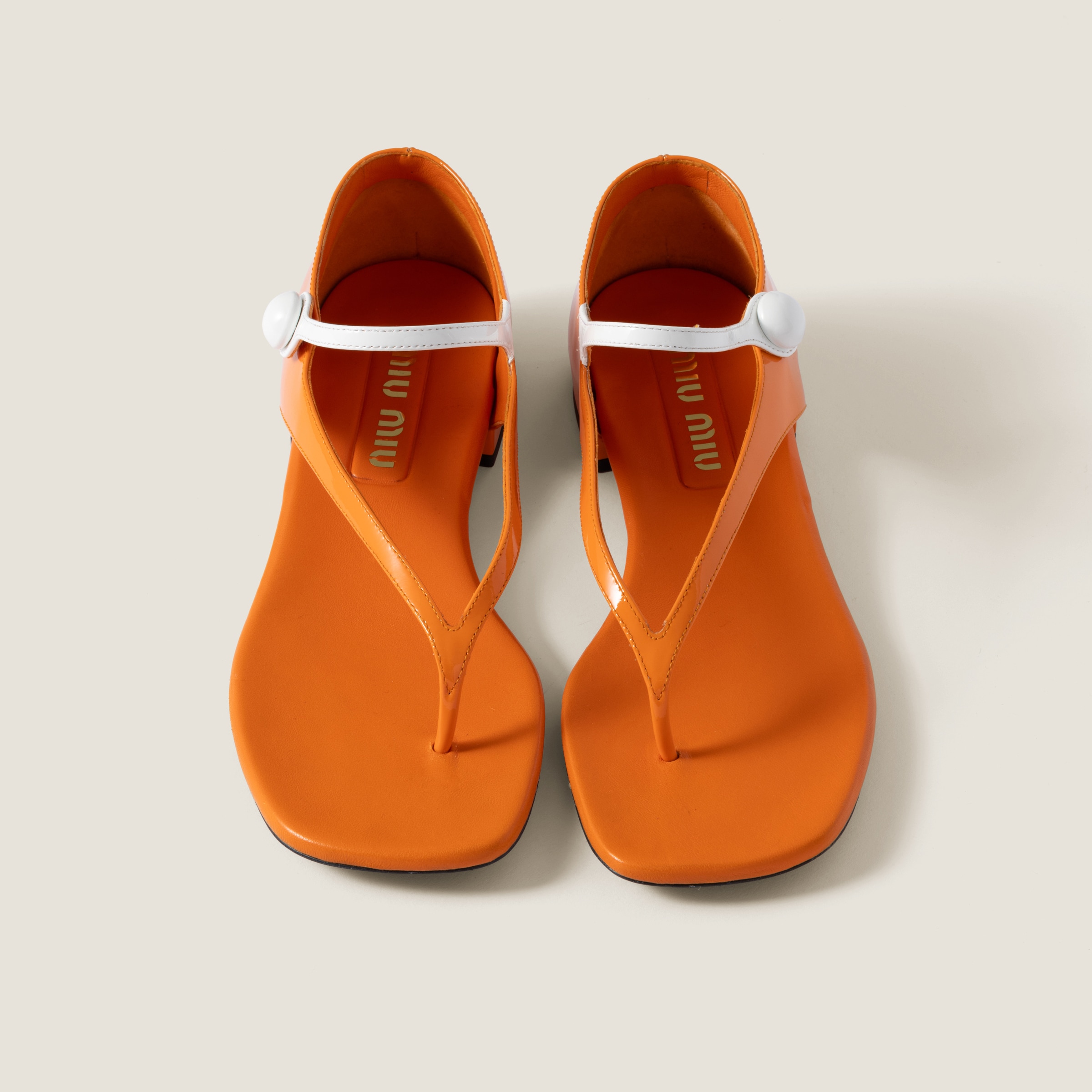 Miu Miu Two-tone Patent Leather Mary Jane Thong Sandals
