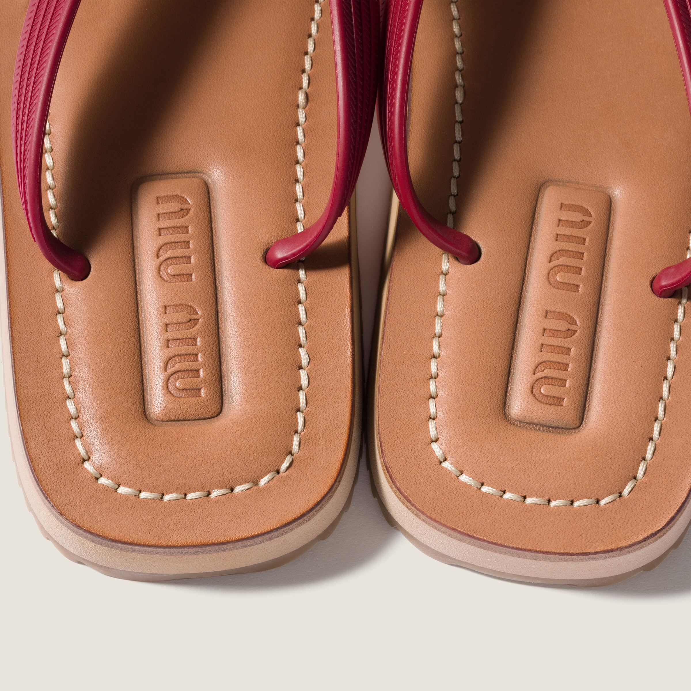 Amaranth Red Thong Sandals | Miu Miu - United States