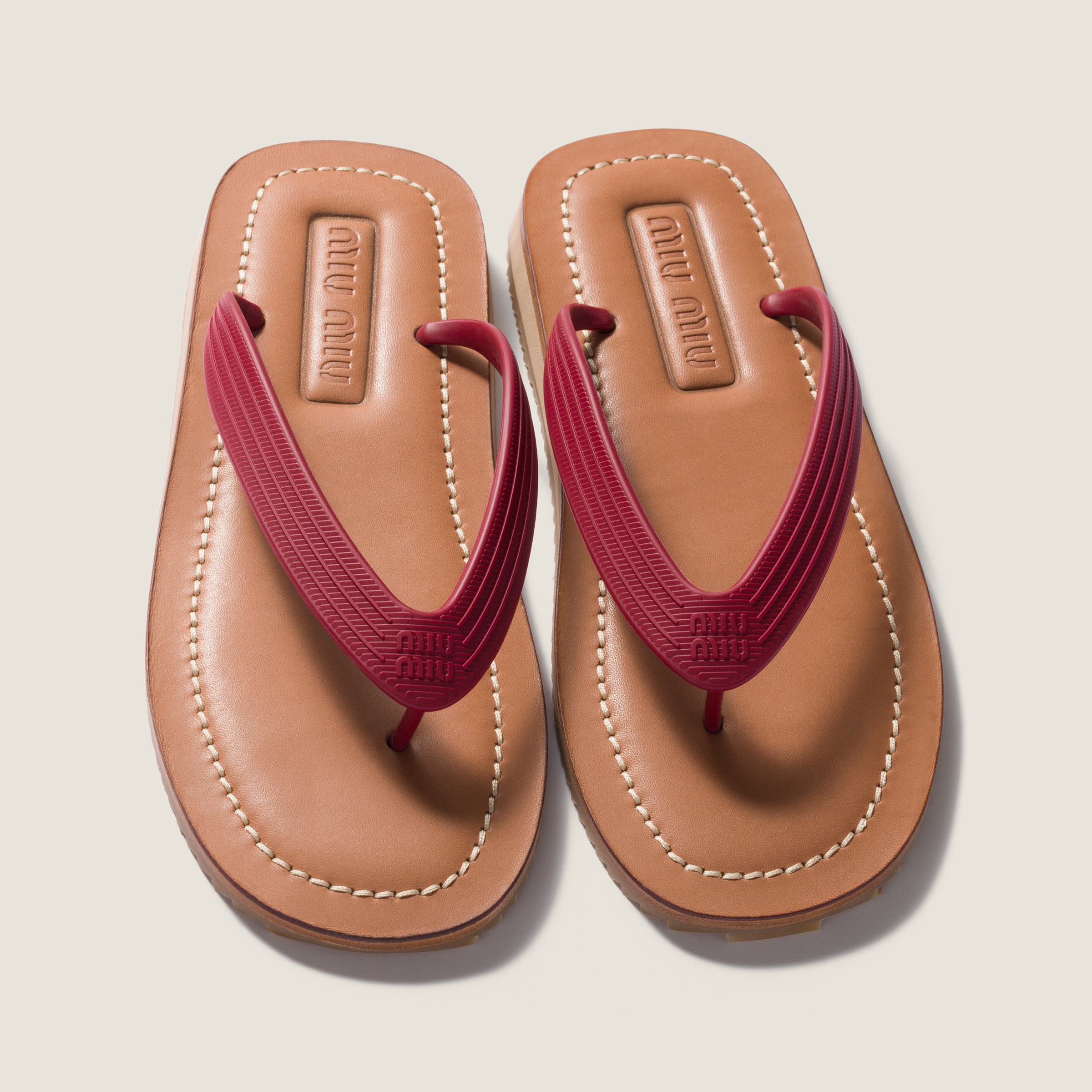 Amaranth Red Thong Sandals | Miu Miu - United States