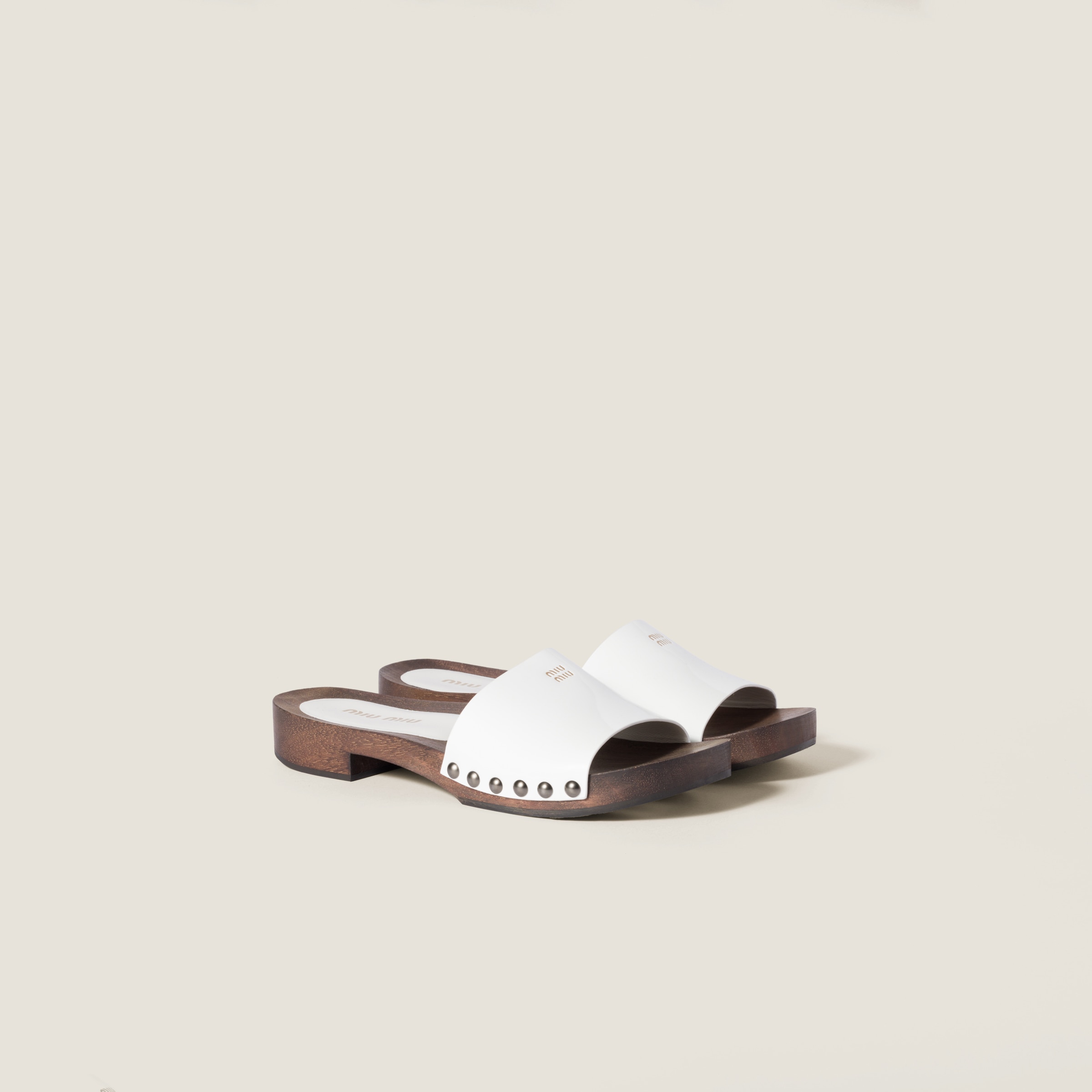 White Patent Leather Clogs | Miu Miu White Patent Leather Clogs | Miu Miu