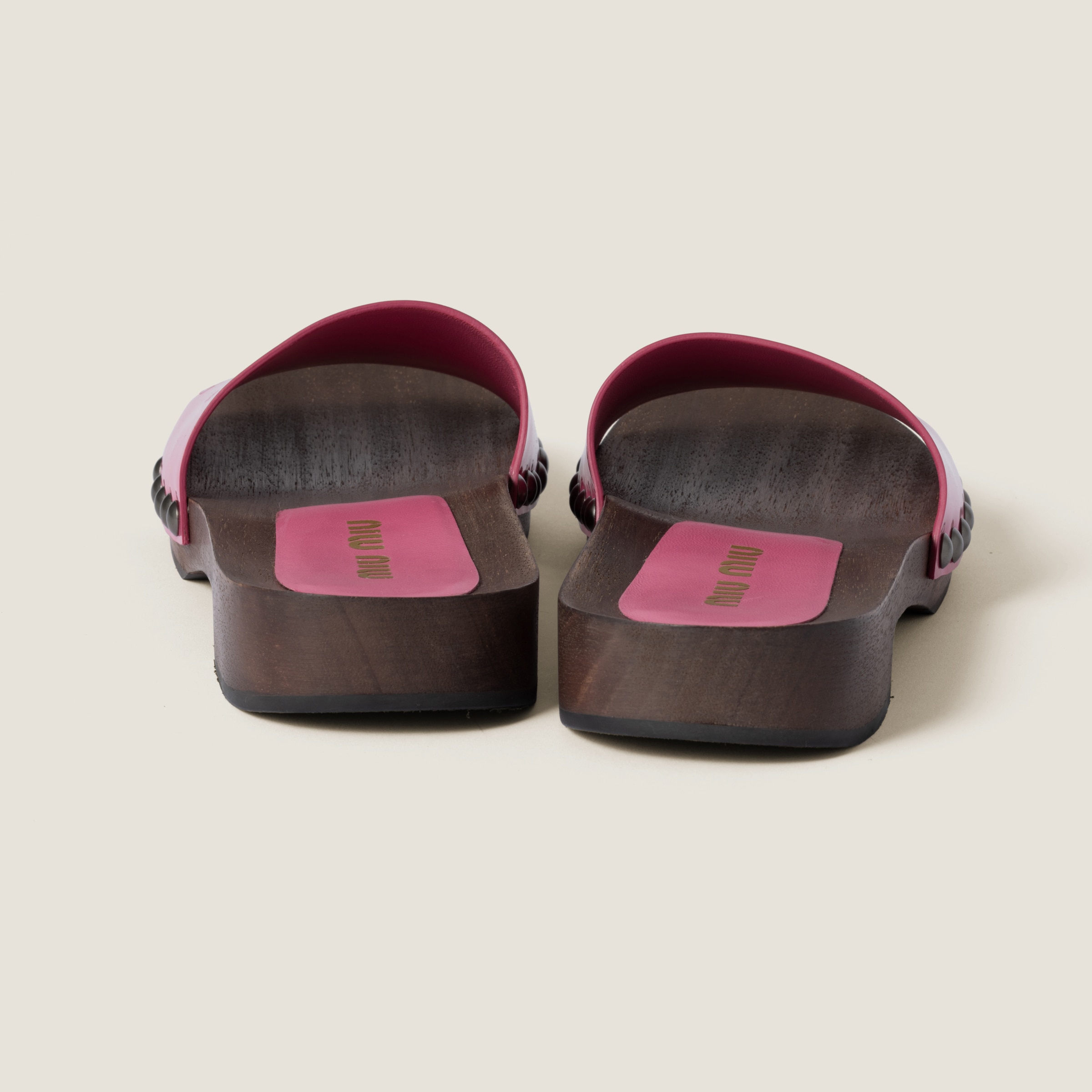 Miu Miu Patent Leather Clogs In Begonia Pink
