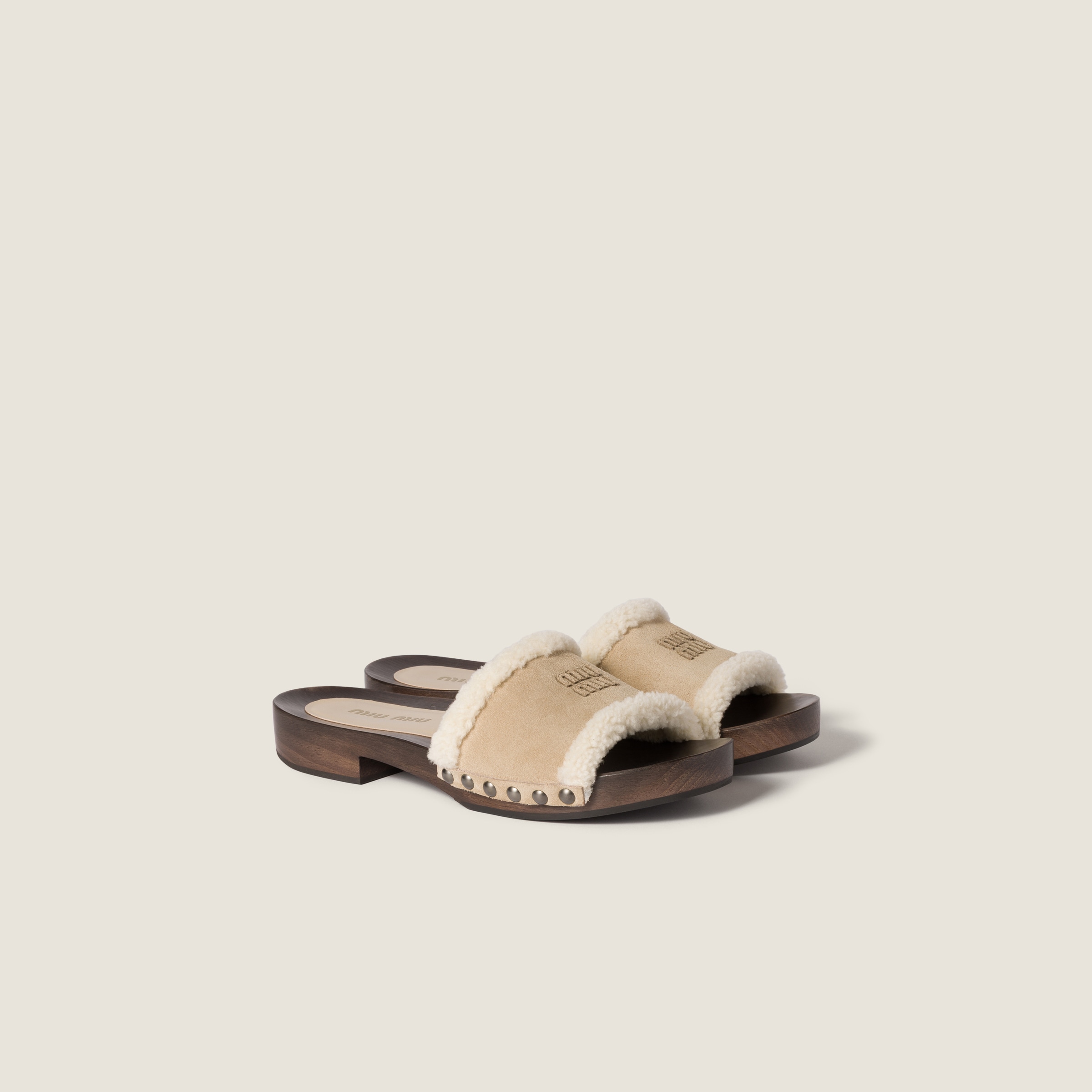 Miu Miu Suede Clog Sandals In Multi