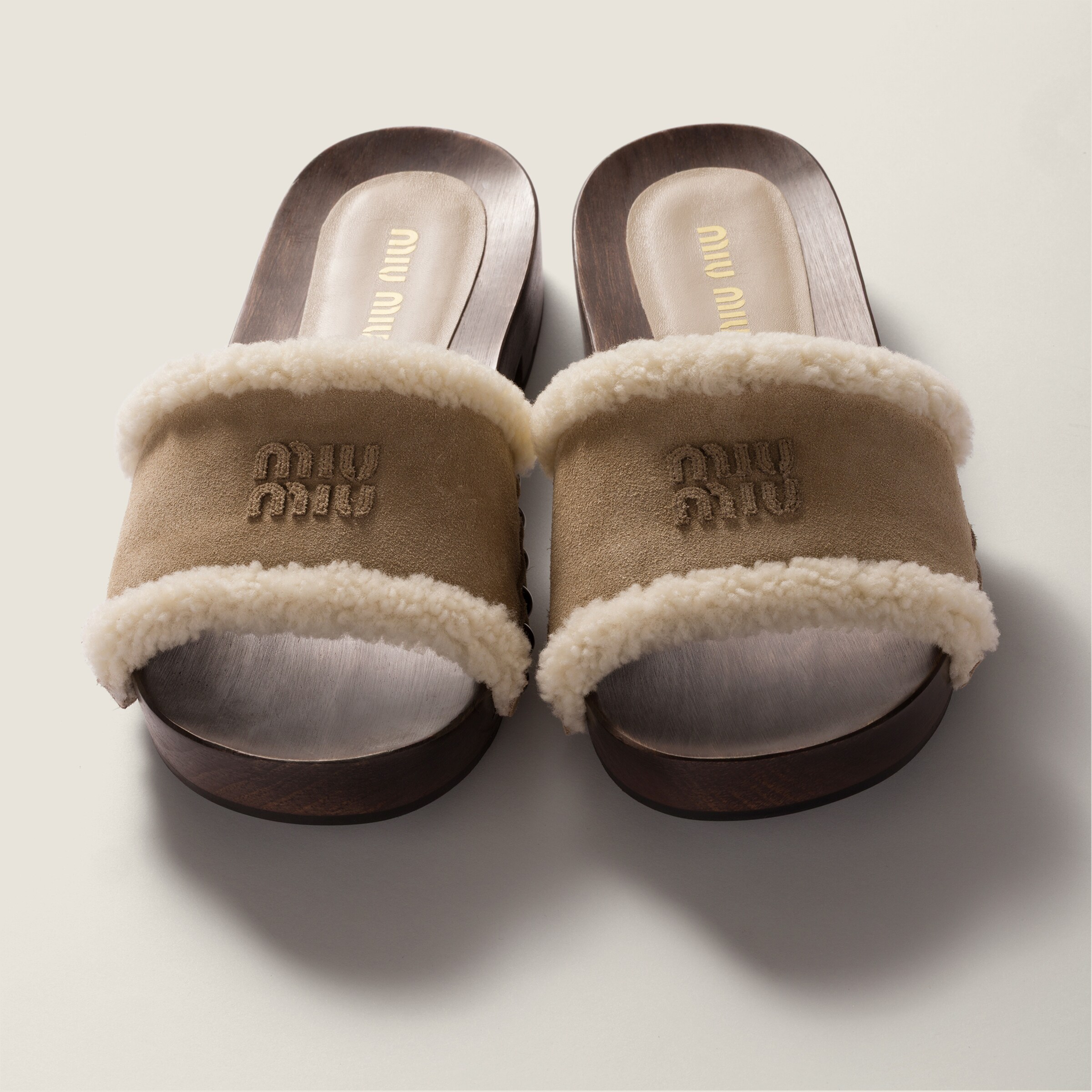 Miu Miu Suede Clog Sandals In Multi