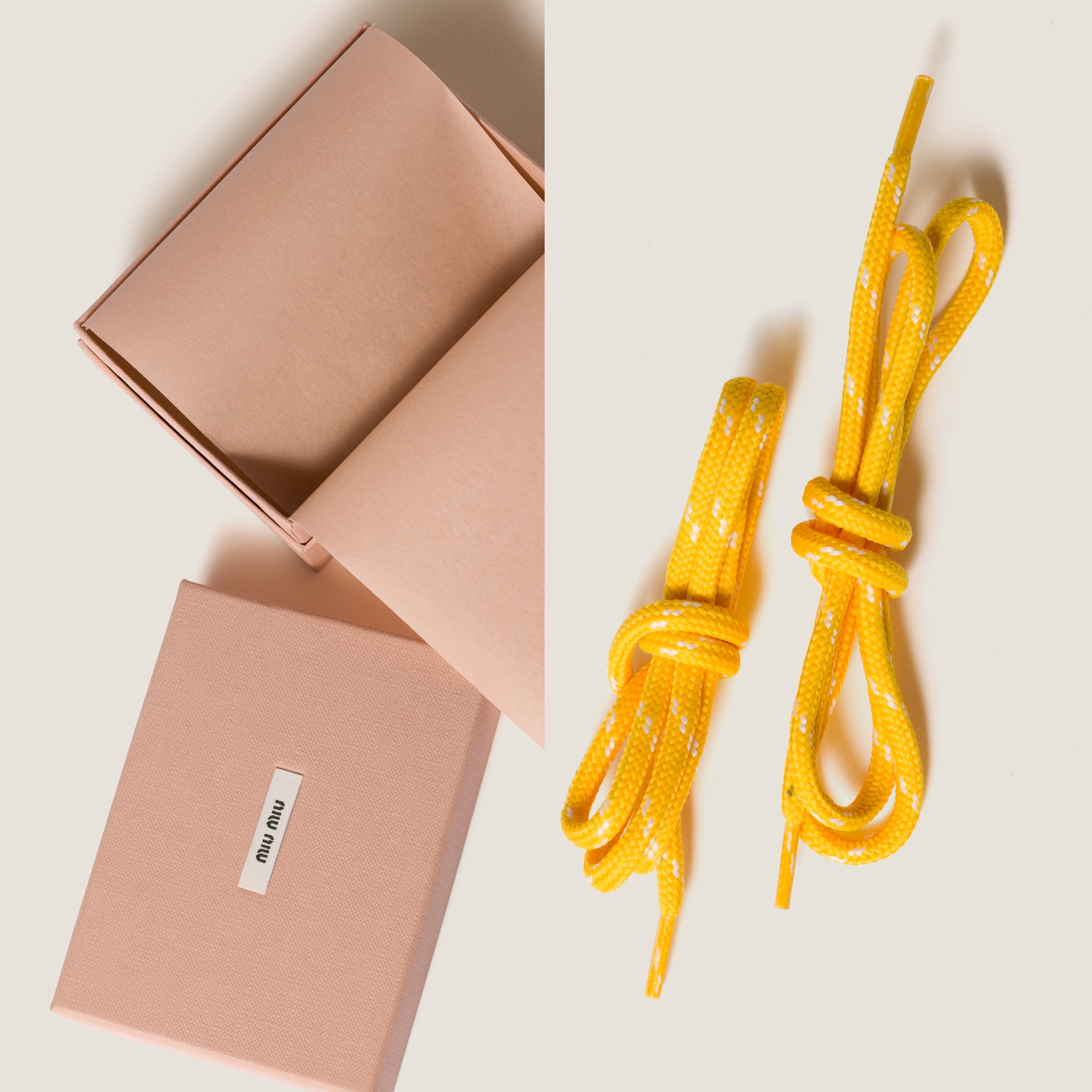 Miu Miu Two-tone Cord Laces In Yellow/white