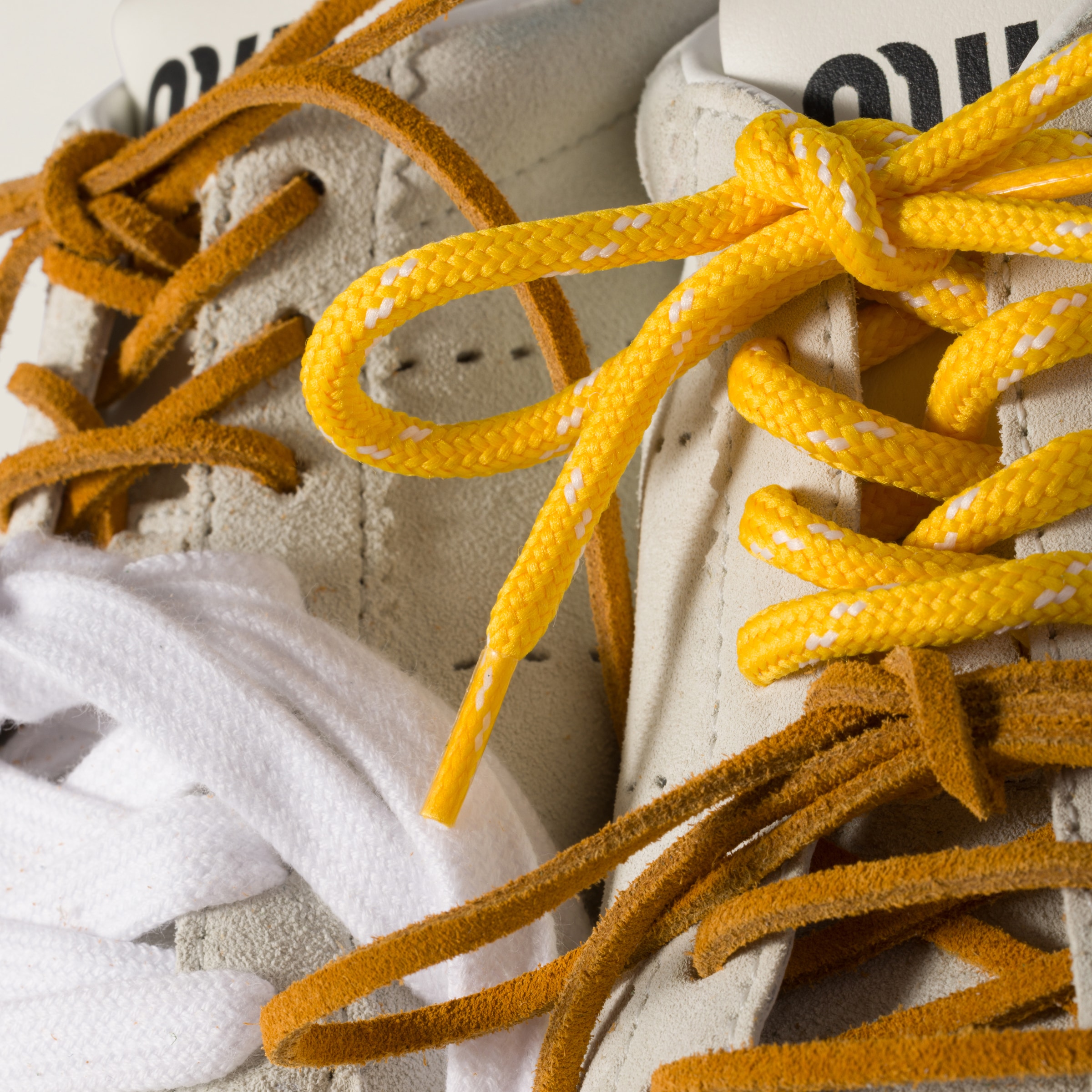 Miu Miu Two-tone Cord Laces In Yellow/white