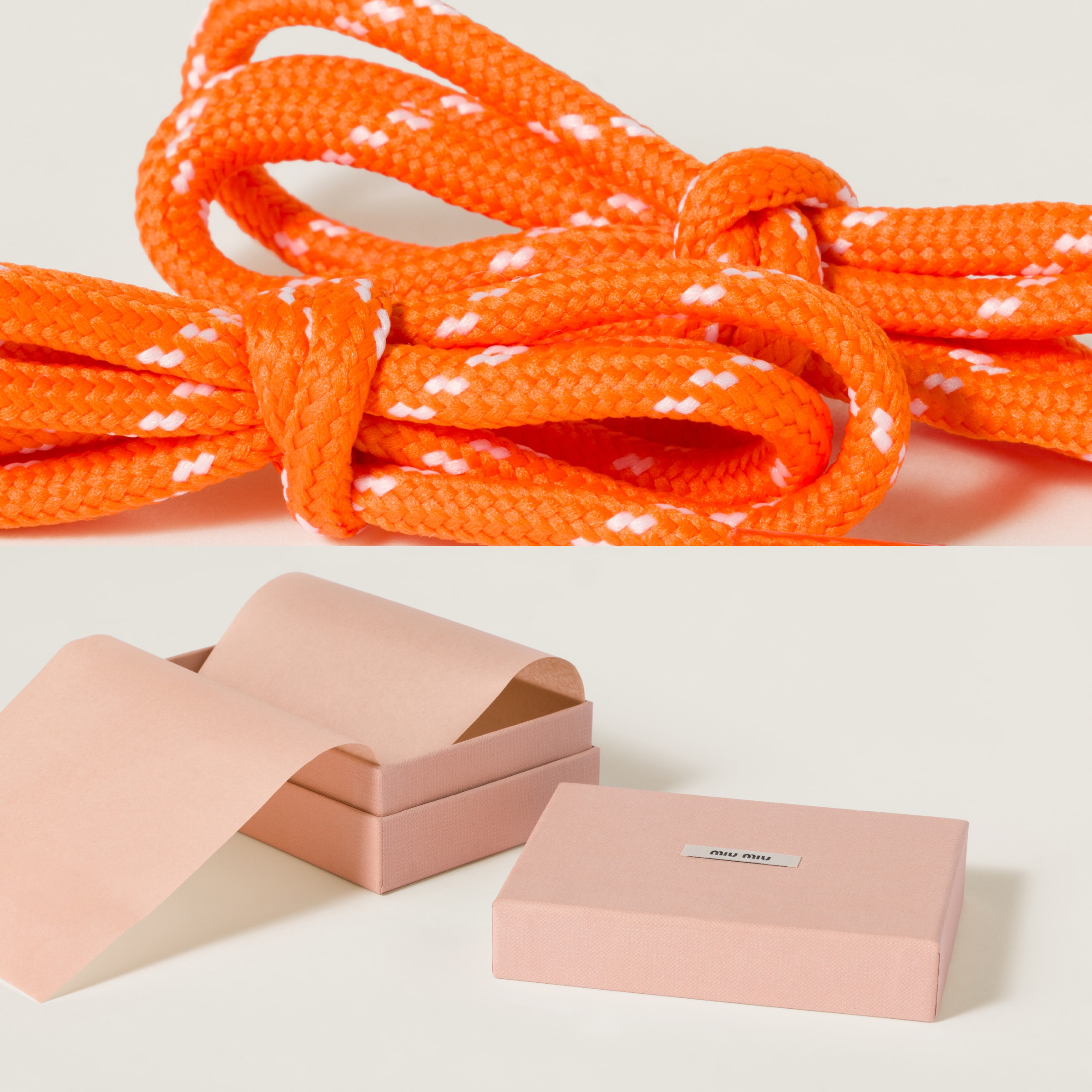 Miu Miu Two-tone Cord Laces In Orange/white