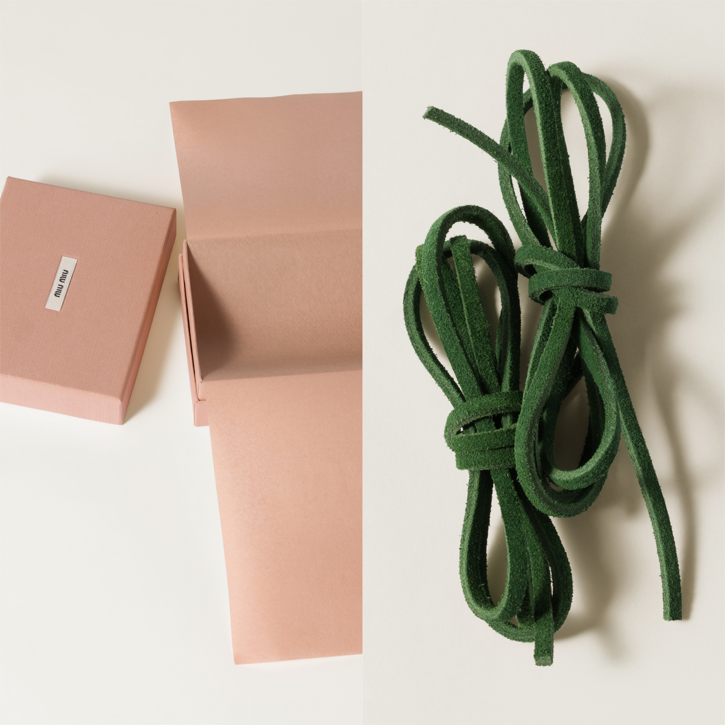 Miu Miu Colored Leather Laces In Green