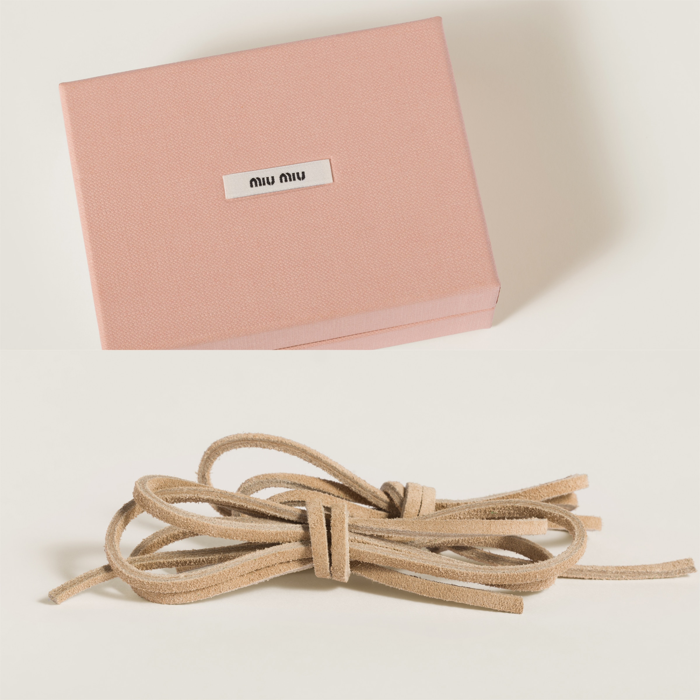 Miu Miu Colored Leather Laces In Ecru
