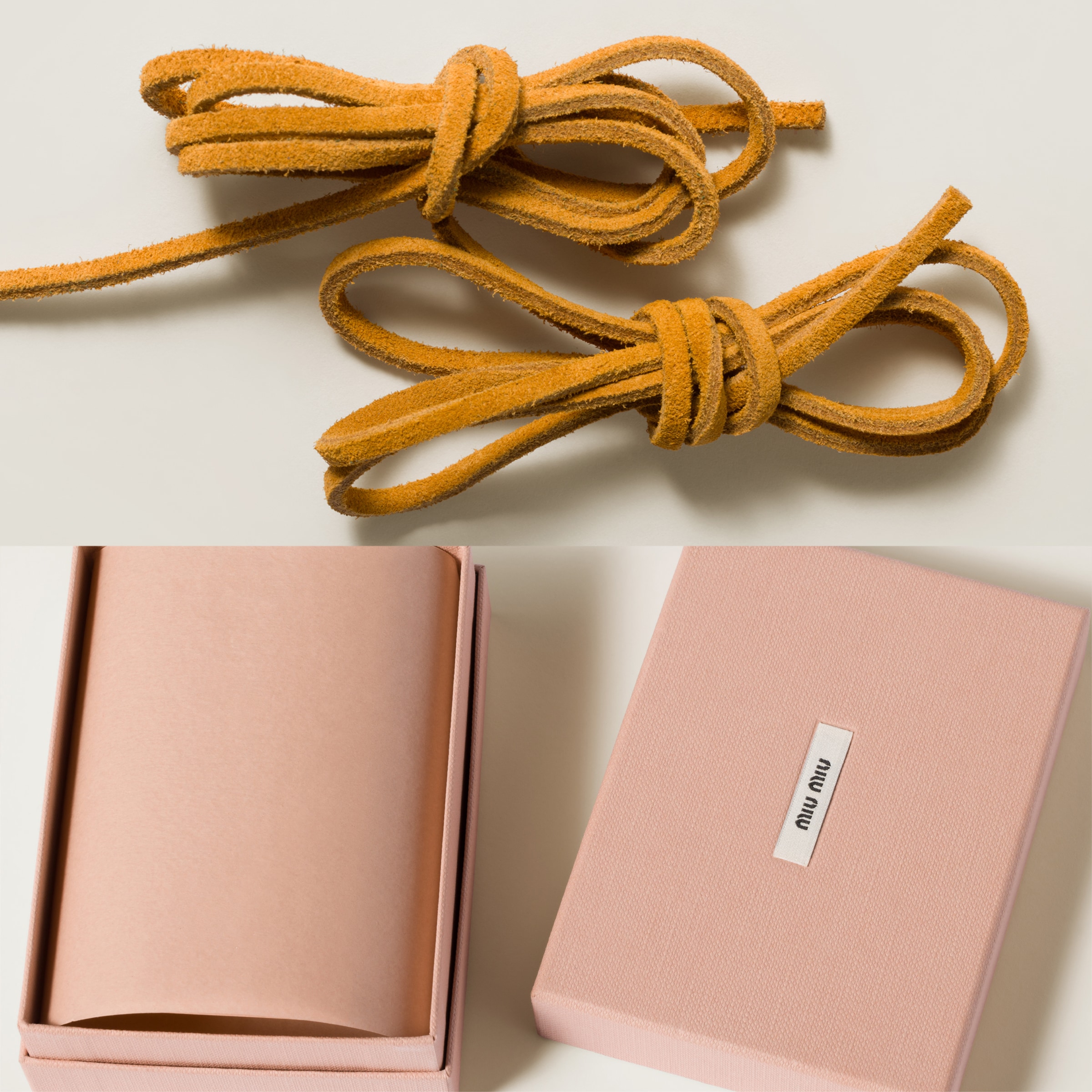 Miu Miu Colored Leather Laces In Topaz