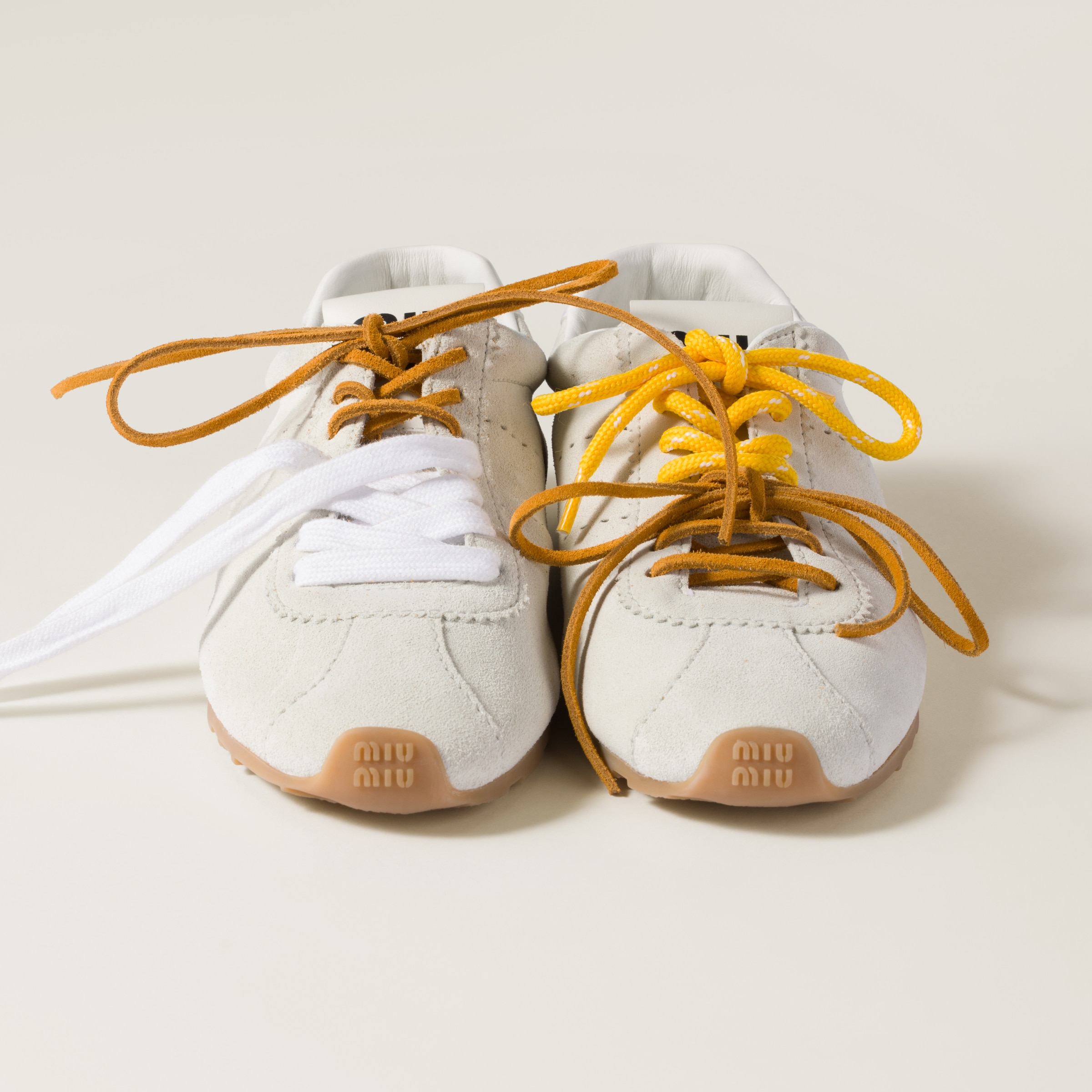 Miu Miu Colored Leather Laces In Topaz