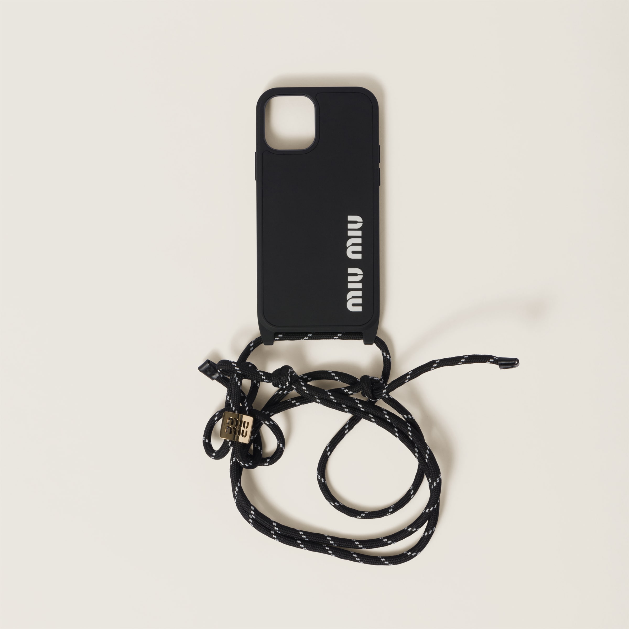 Miumiu Rubber Cover For Iphone 15 Pro In Black