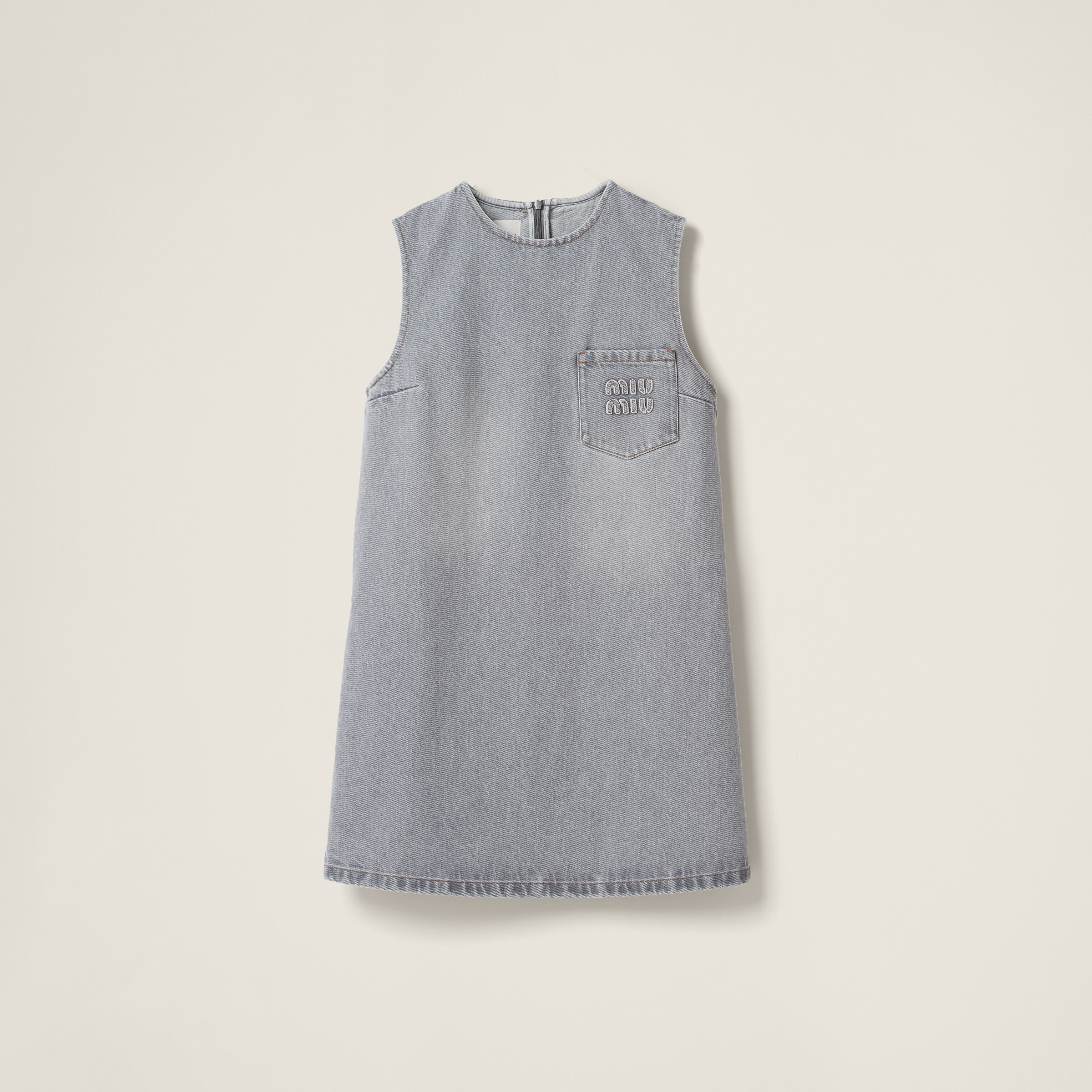 Miu Miu Denim Dress In Grey | ModeSens