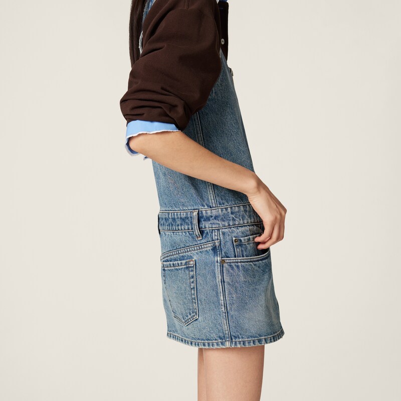 Denim and poplin zipper dress