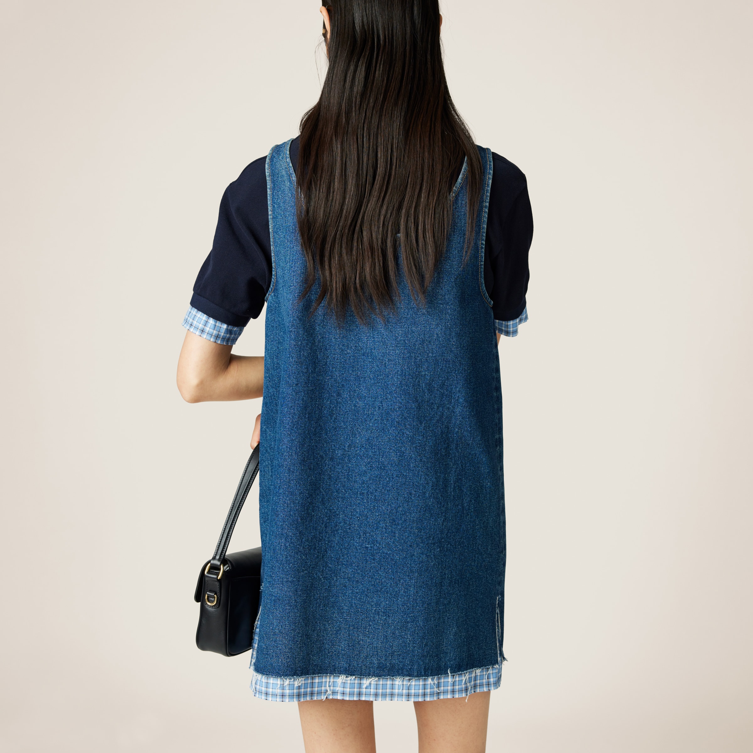 Miu Miu Washed Denim Mini-dress In Navy