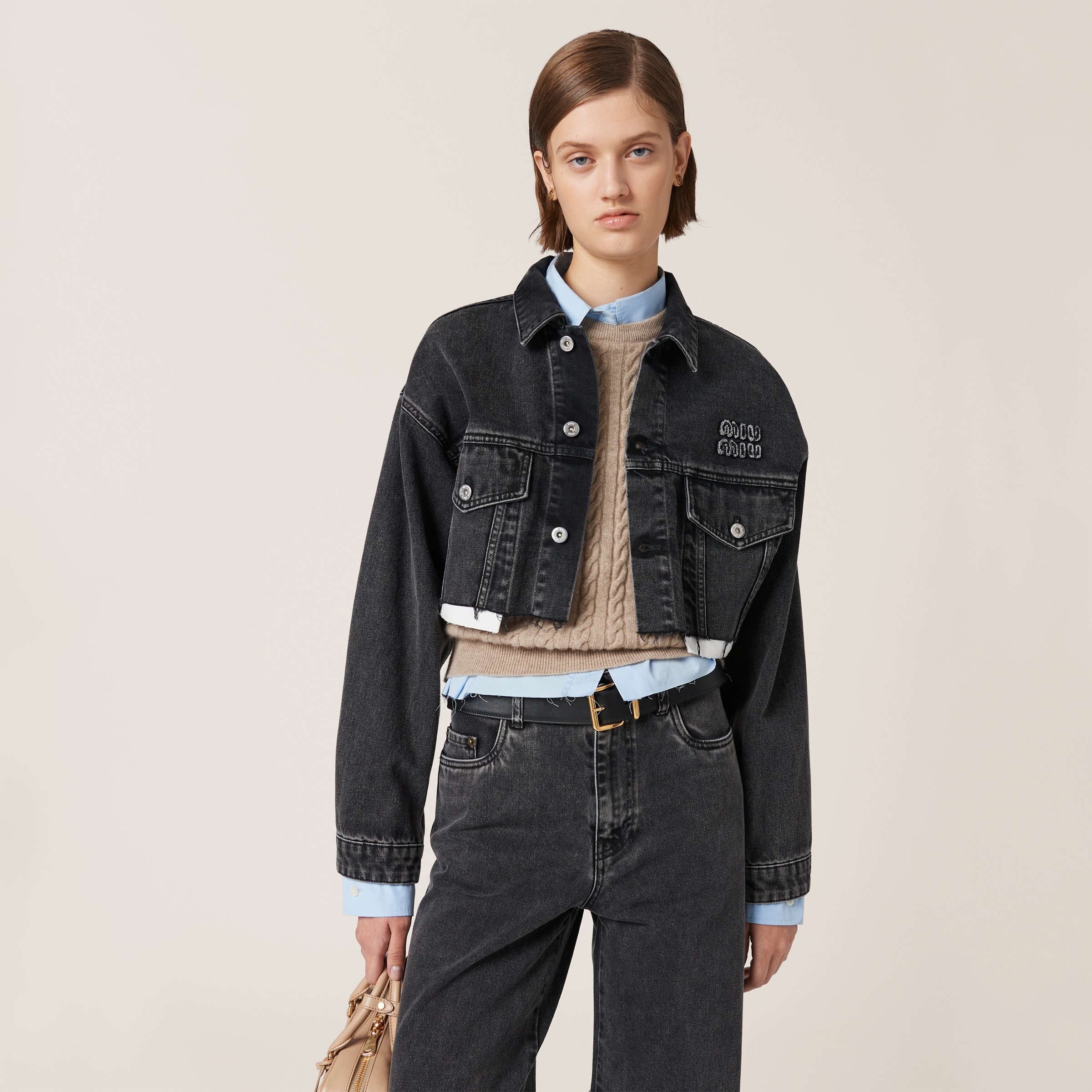 Black Black Denim Blouson Jacket | Miu Miu