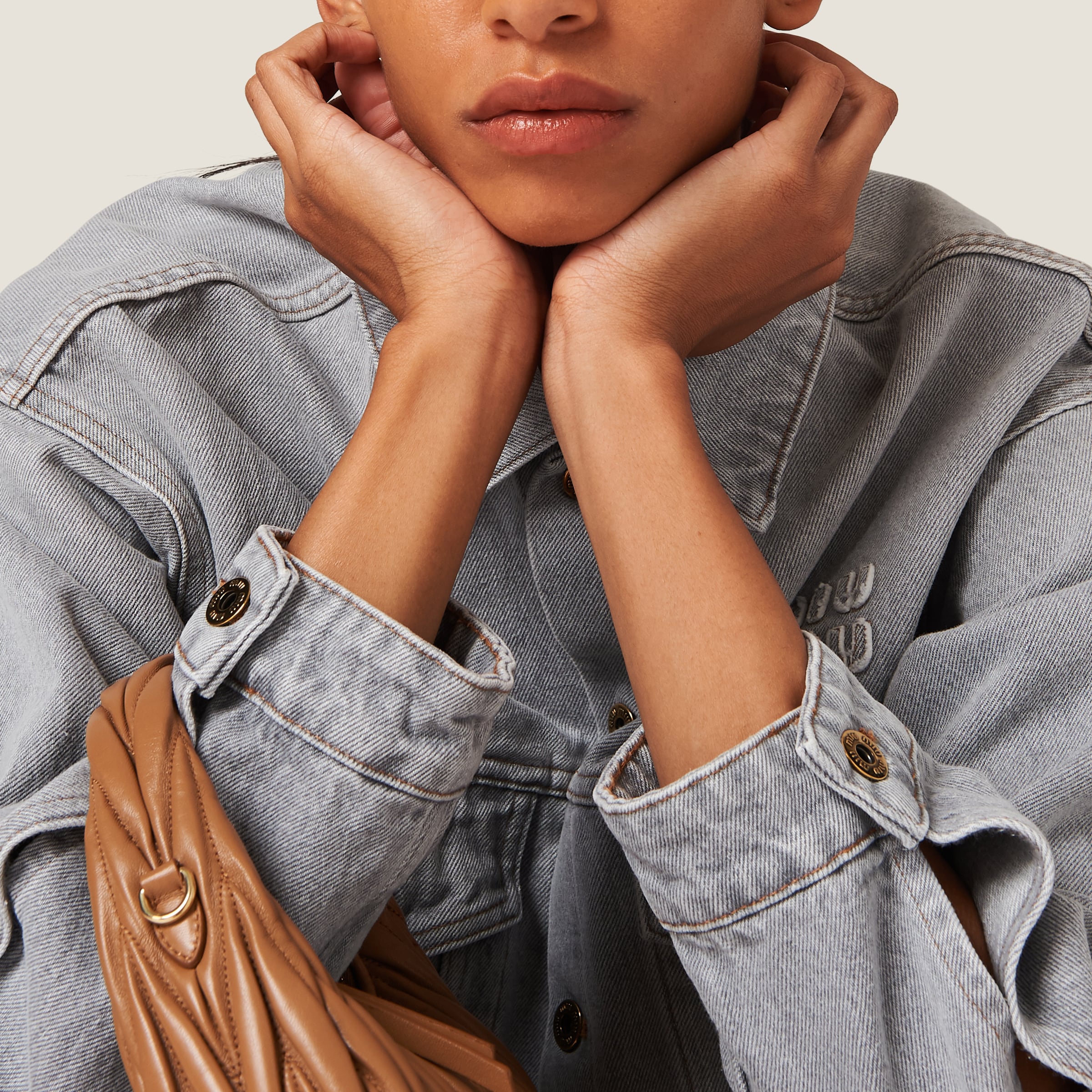 Grey Denim Blouson Jacket | Miu Miu
