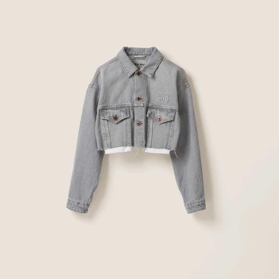 Grey Denim Blouson Jacket | Miu Miu