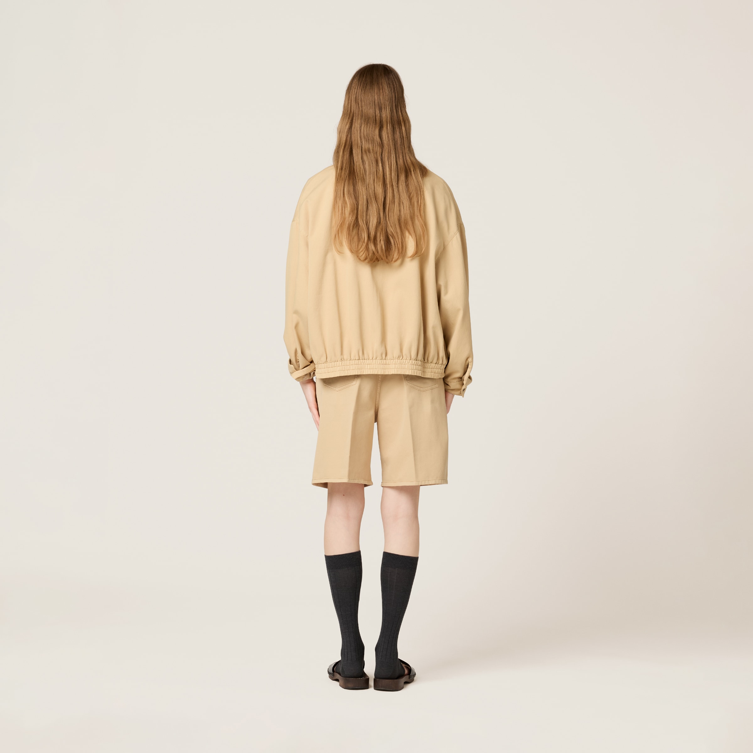 みゆきっち　ベージュ Beige Light Denim Blouson Jacket | Miu Miu - United States
