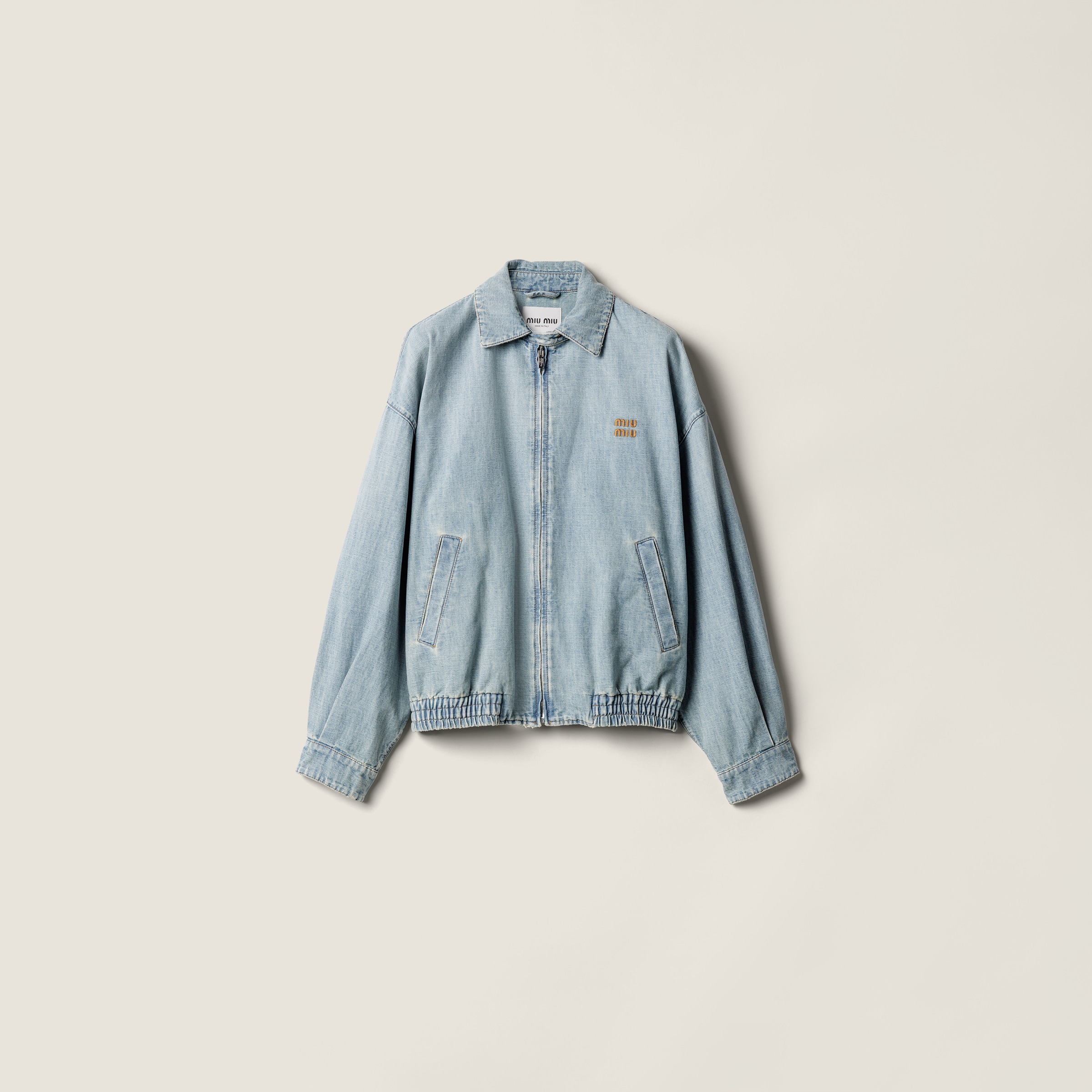 Miu Miu Chambray Blouson Jacket In Blue