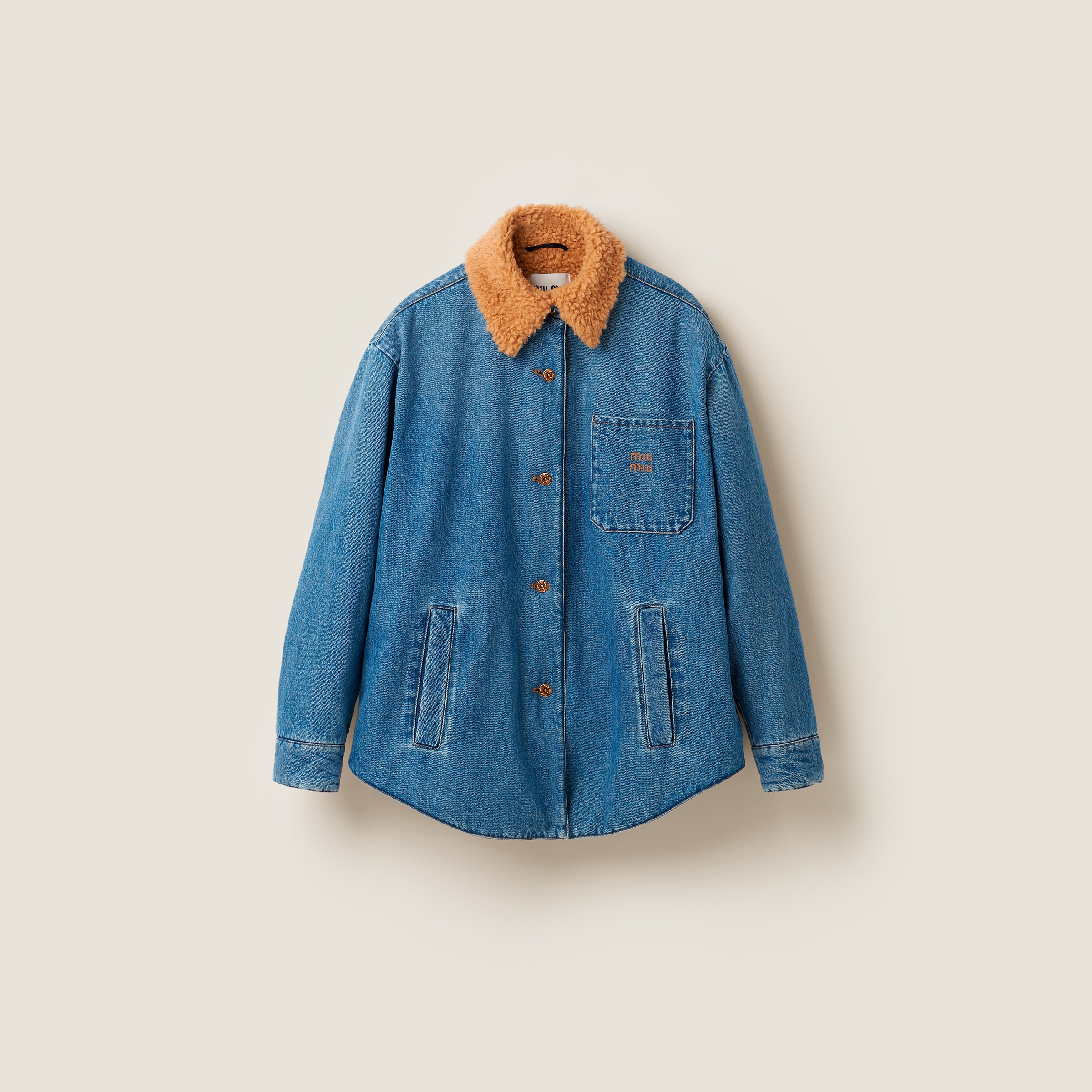 Miu Miu Mohair Blouson Jacket In Navy | Editorialist