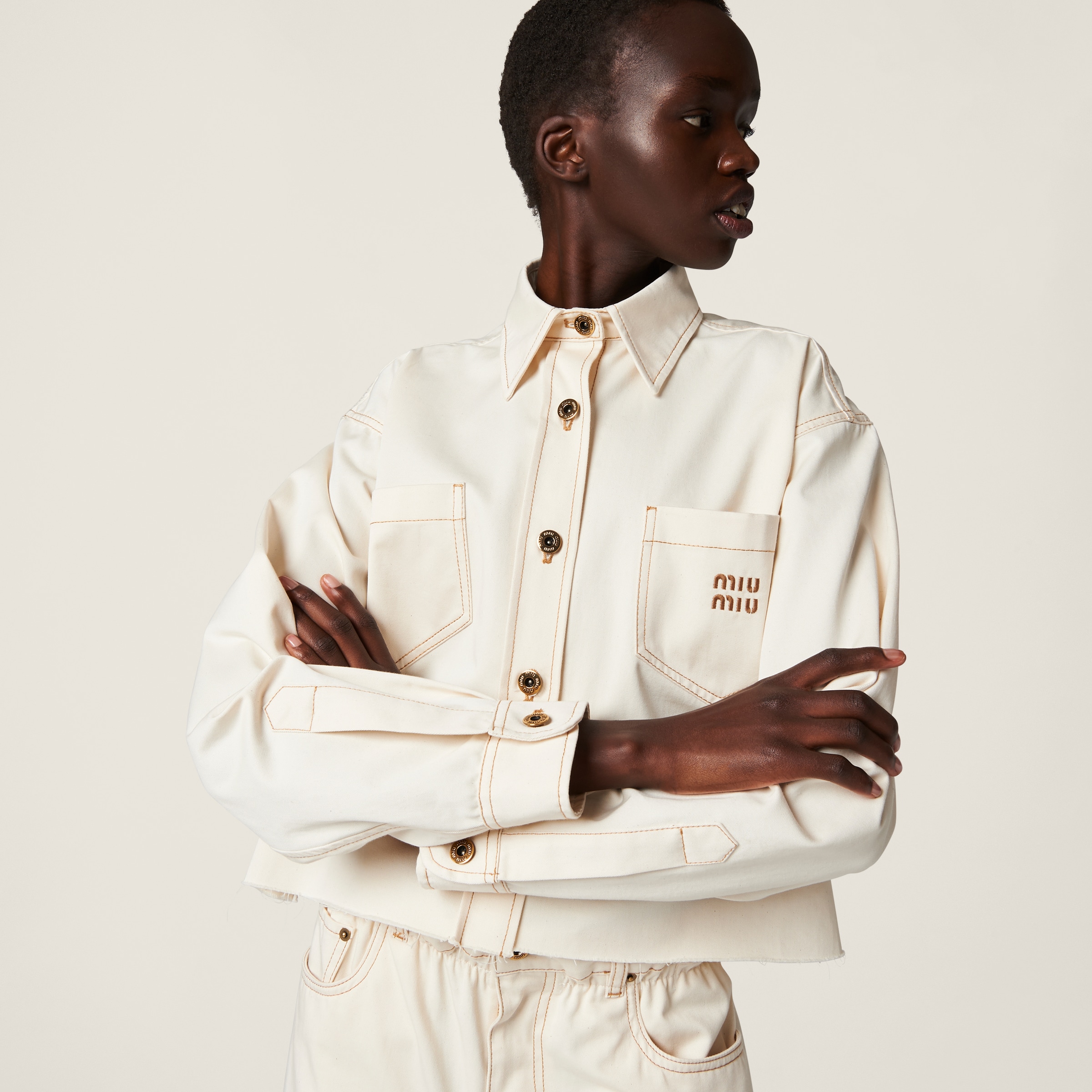Natural Denim Blouson Jacket | Miu Miu