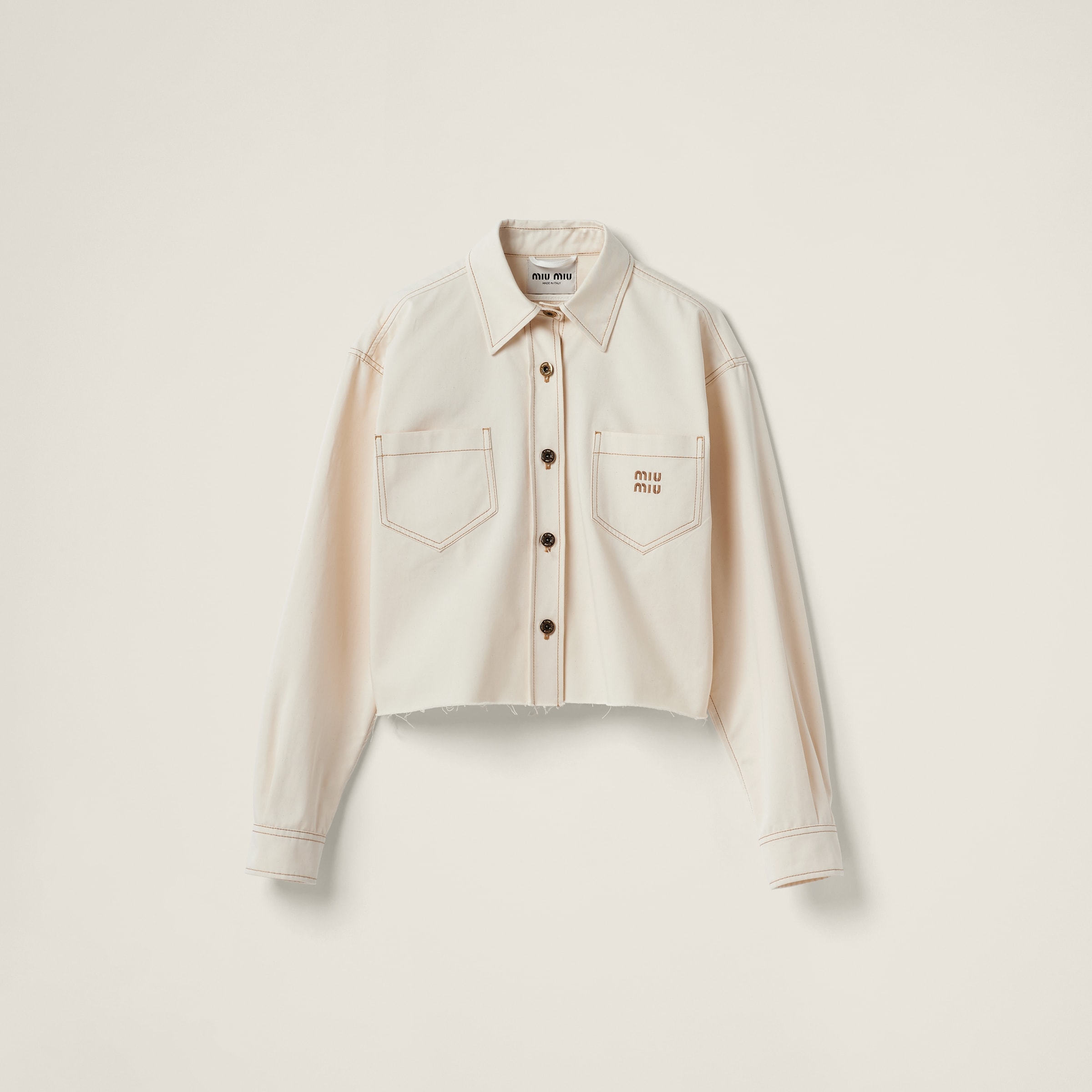 Miumiu Denim Blouson Jacket In Natural