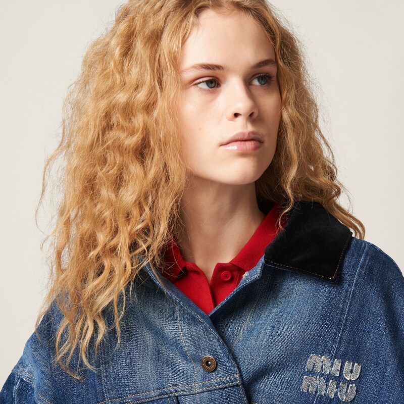 MIUMIU KNIT JACKET WITH DENIM STYLE 737