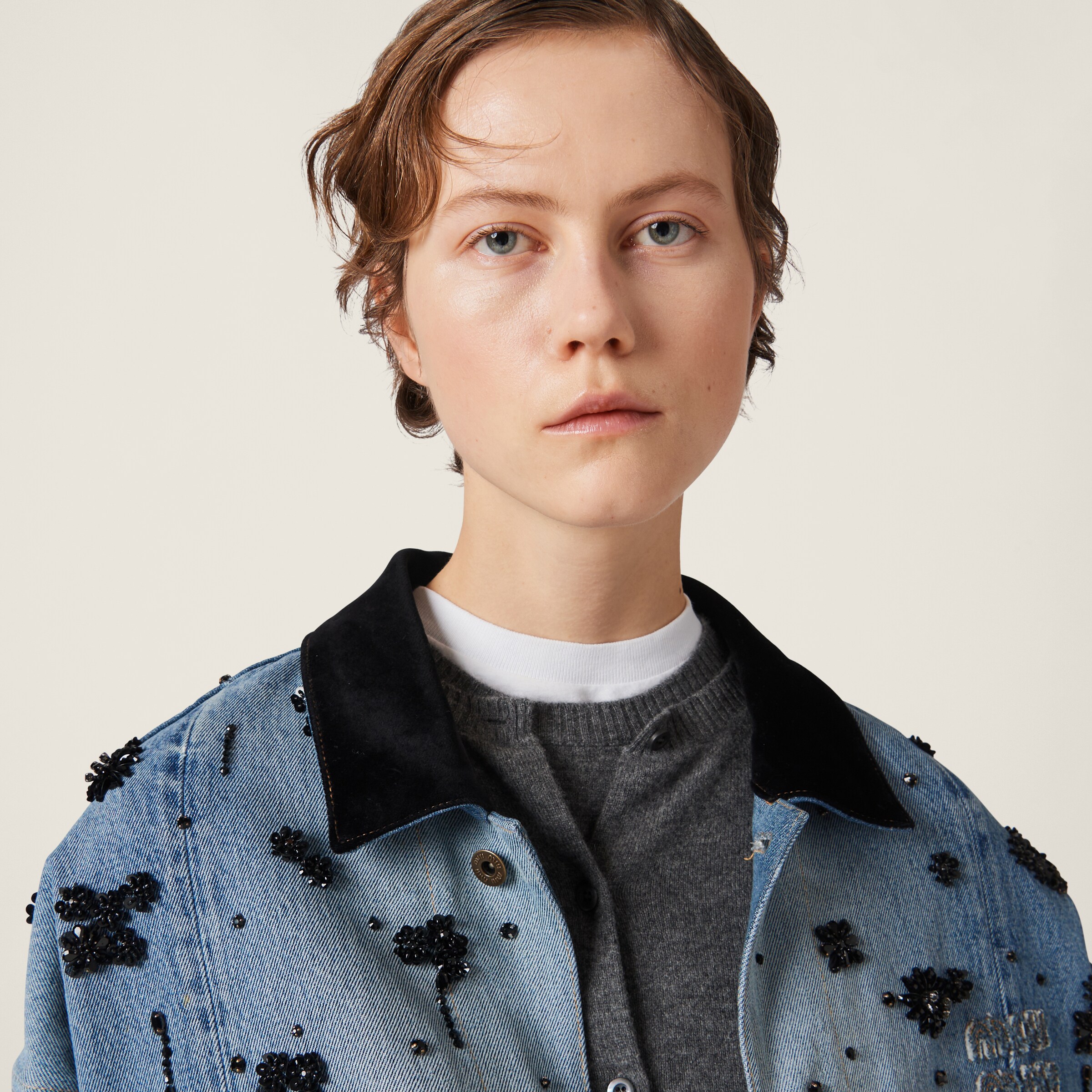 装飾付 デニム トラッカージャケット - コレクション