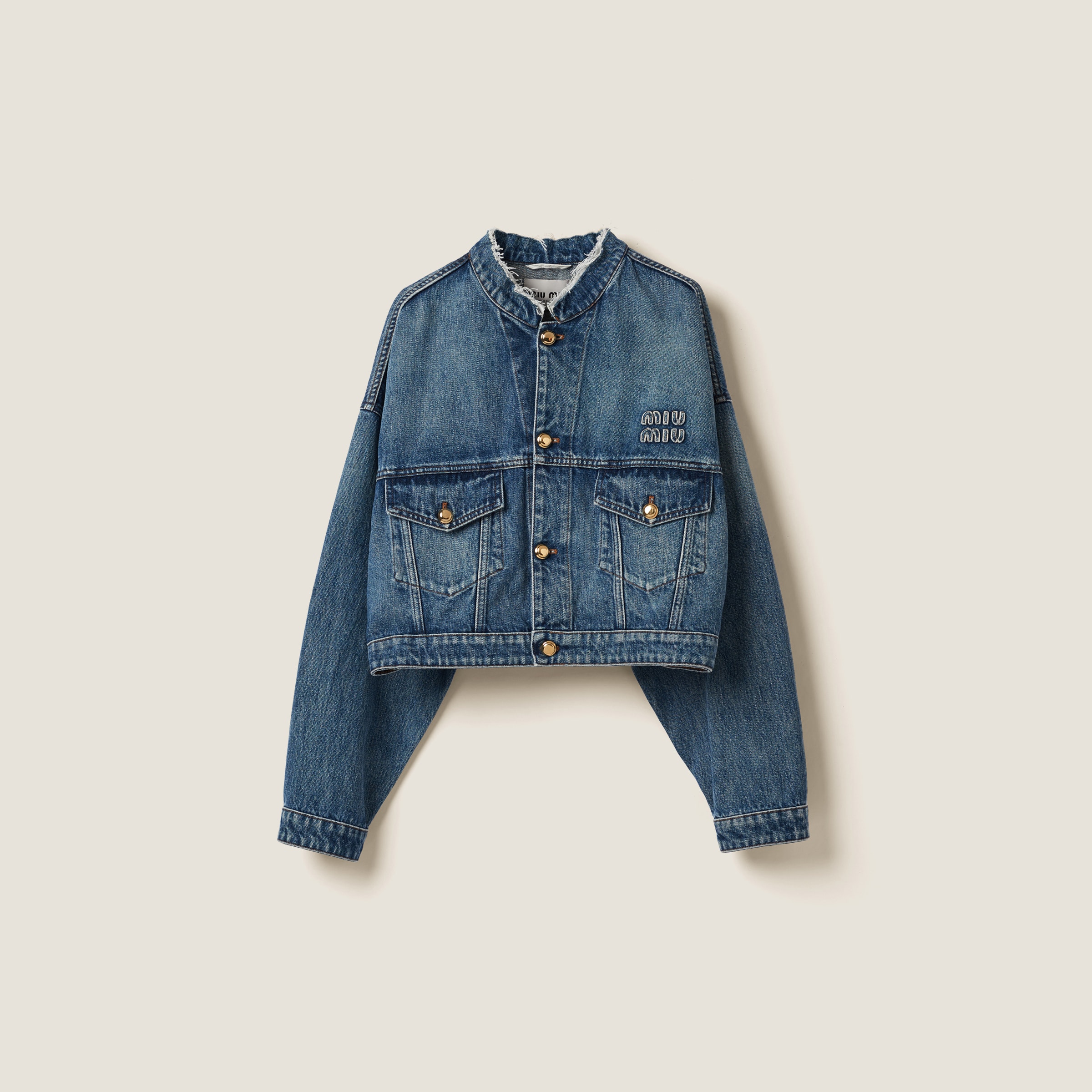 Miu Miu Denim Blouson Jacket In F0008 Bleu