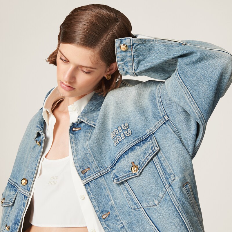 丹宁束腰夹克