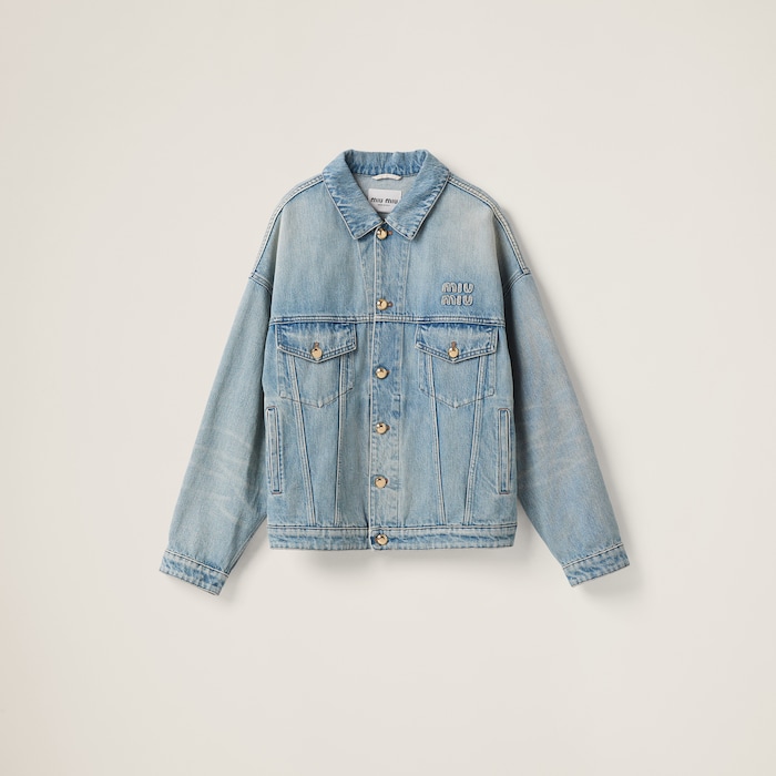 Light Blue Denim Blouson Jacket | Miu Miu