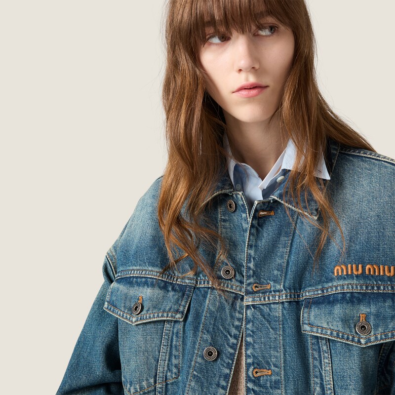 Denim blouson jacket