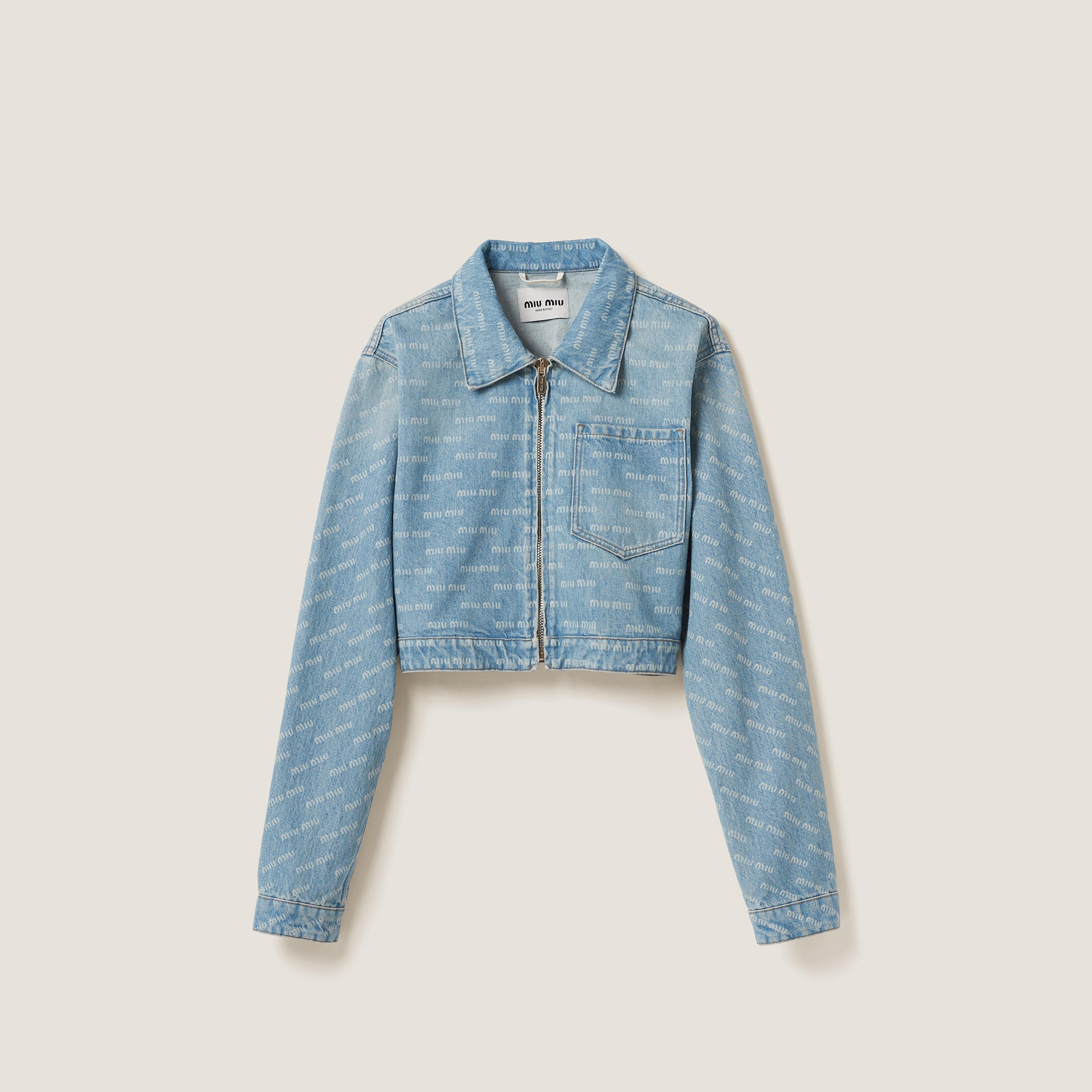 Miumiu Denim Blouson Jacket In Sapphire Blue