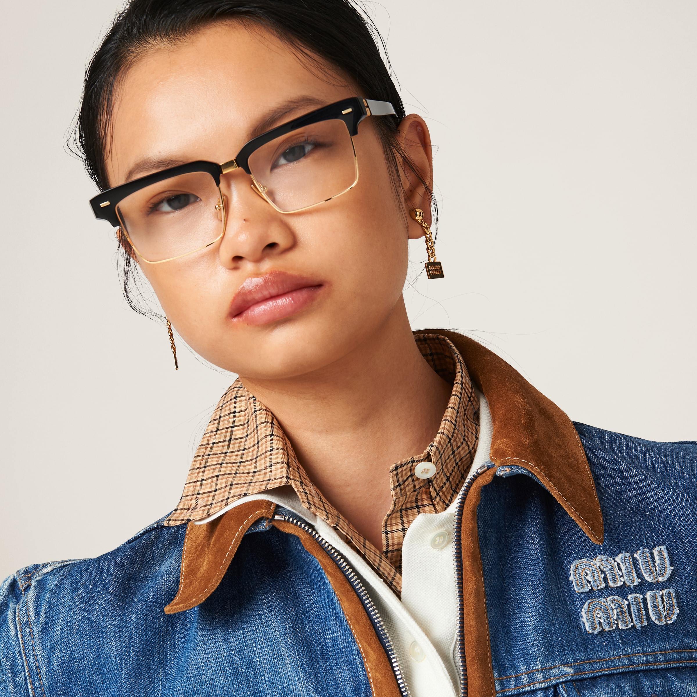 Navy Denim Blouson Jacket | Miu Miu Navy Denim Blouson Jacket | Miu Miu