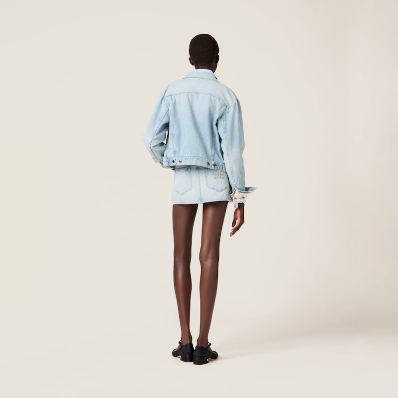 Denim jacket with embroidered logo