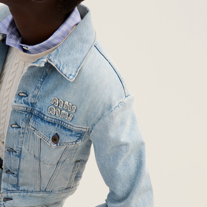 Denim jacket with embroidered logo