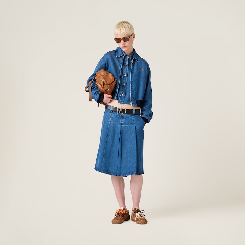 Denim blouson jacket