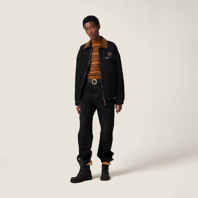 Black denim blouson jacket