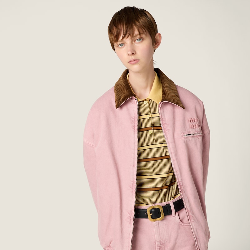 夾棉丹寧束腰外套