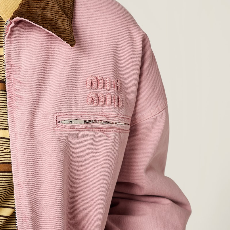 夾棉丹寧束腰外套