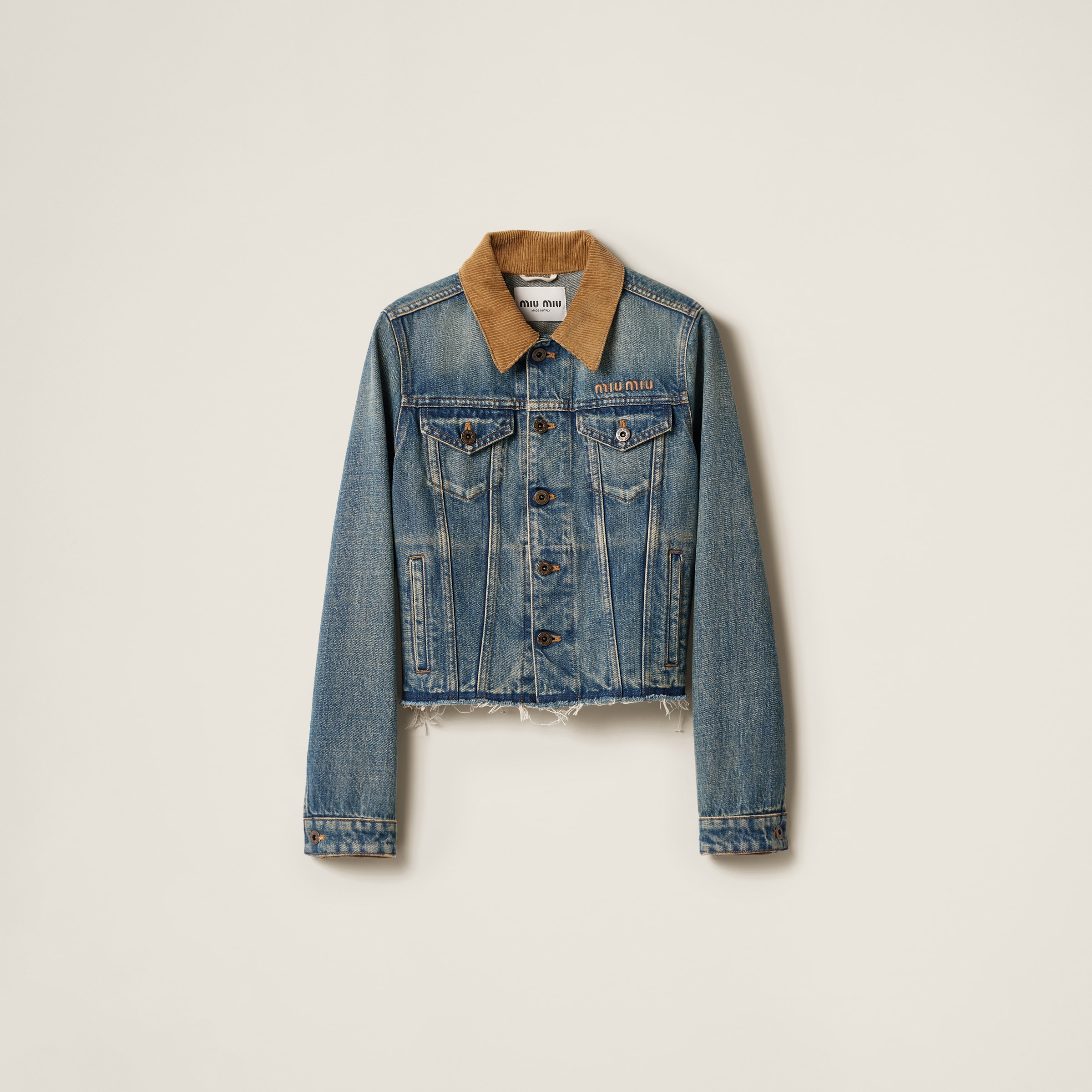 Saint laurent corduroy collar denim jacket top
