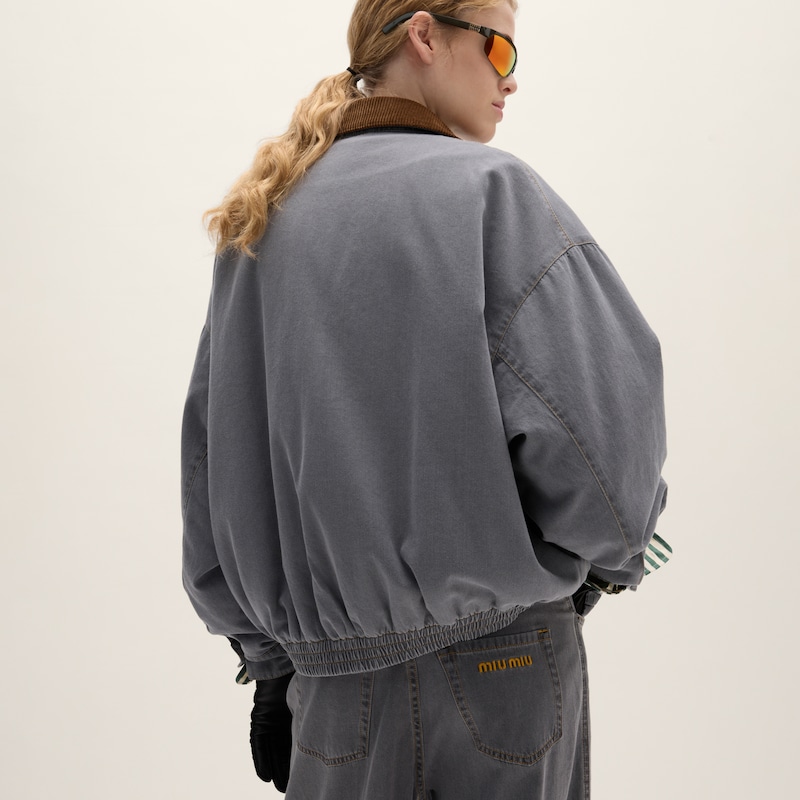 Veste en chambray avec col en velours