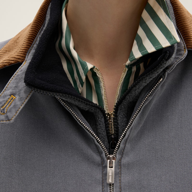 Veste en chambray avec col en velours